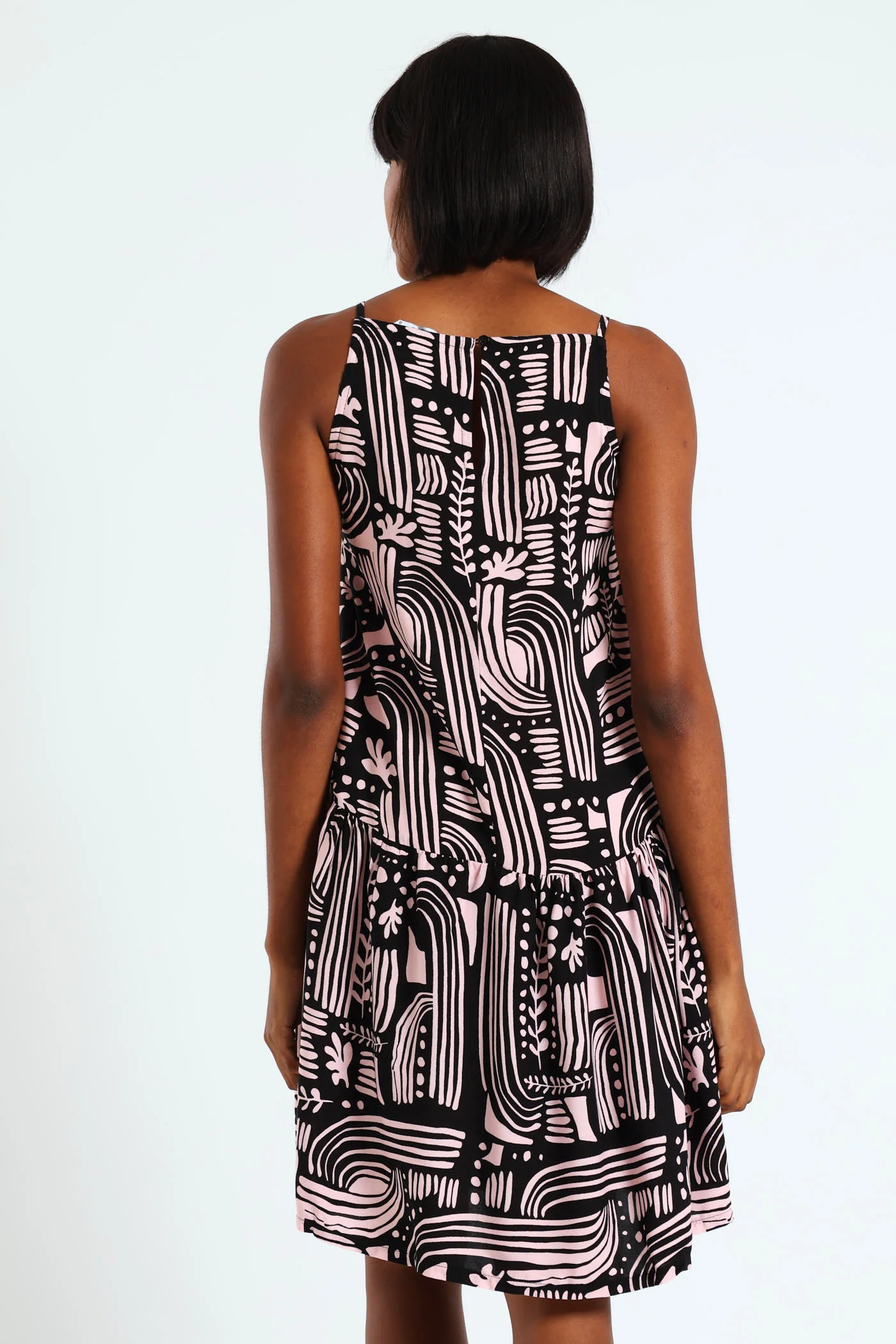Hi-Neck Drop Waist Mini Dress - Image 3