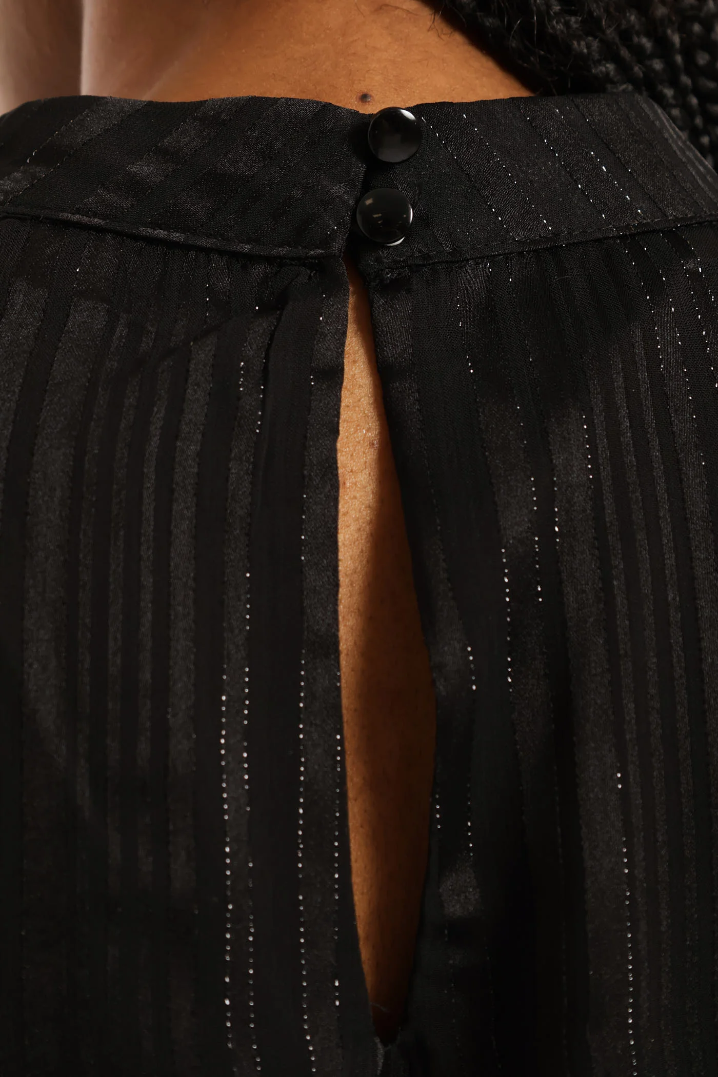 Hi Neck Keyhole Blouse - Black - Image 3