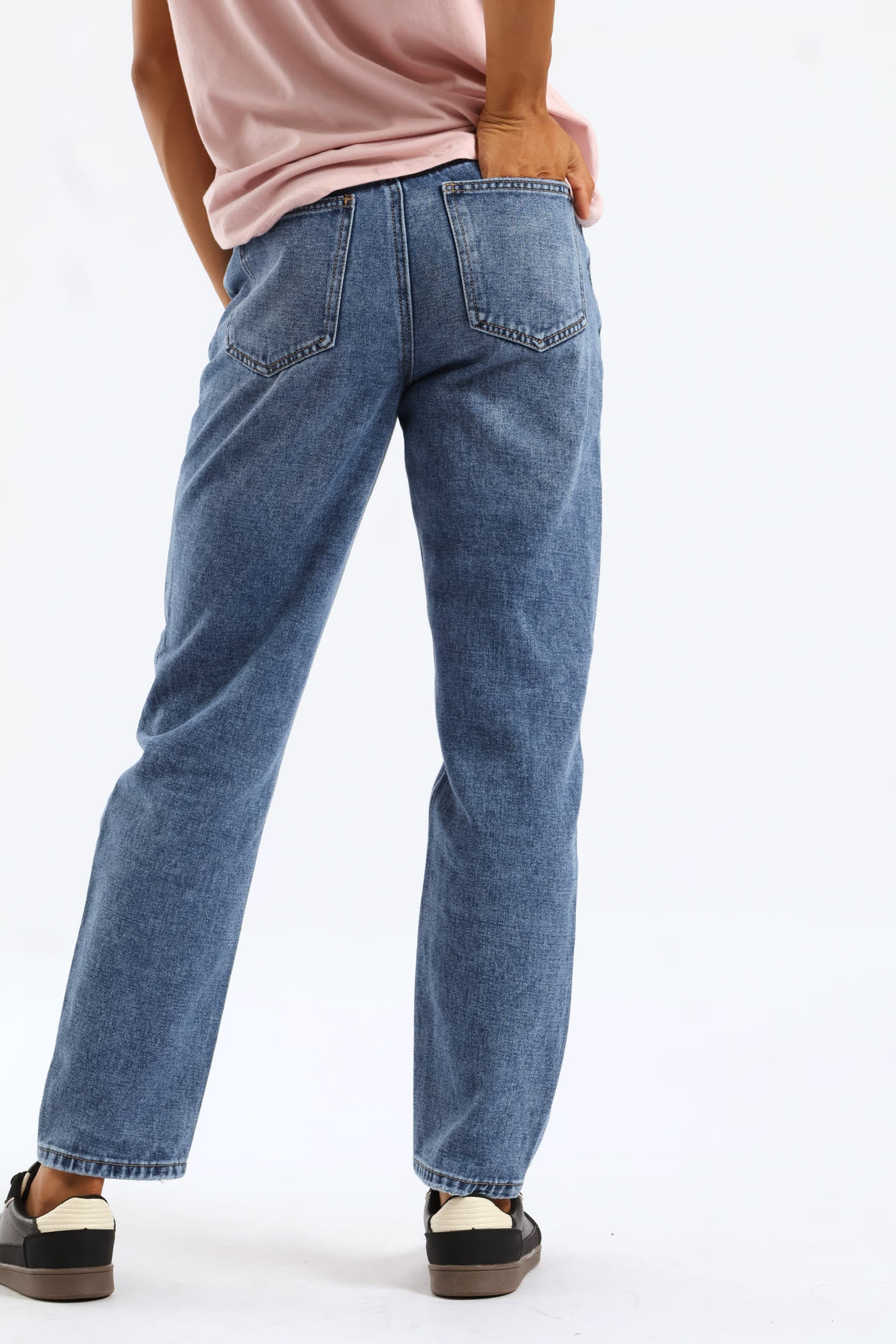 Hi-Rise Abraised Mom Jean - Dark Wash - Image 10
