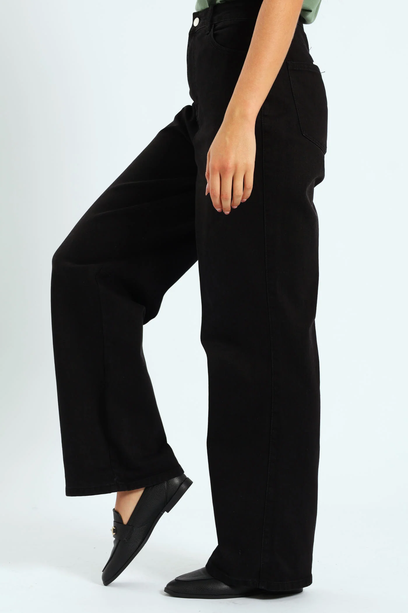 Hi-Rise Wide Leg Jean - Black - Image 3