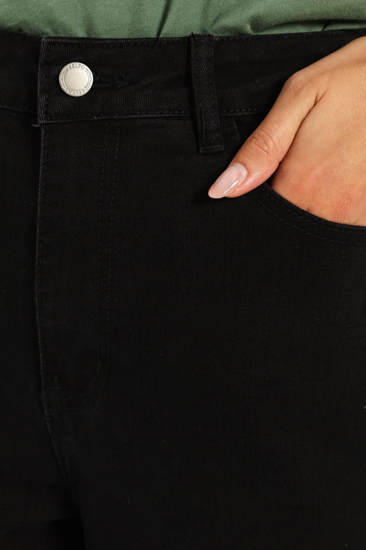 Hi-Rise Wide Leg Jean - Black - Image 5