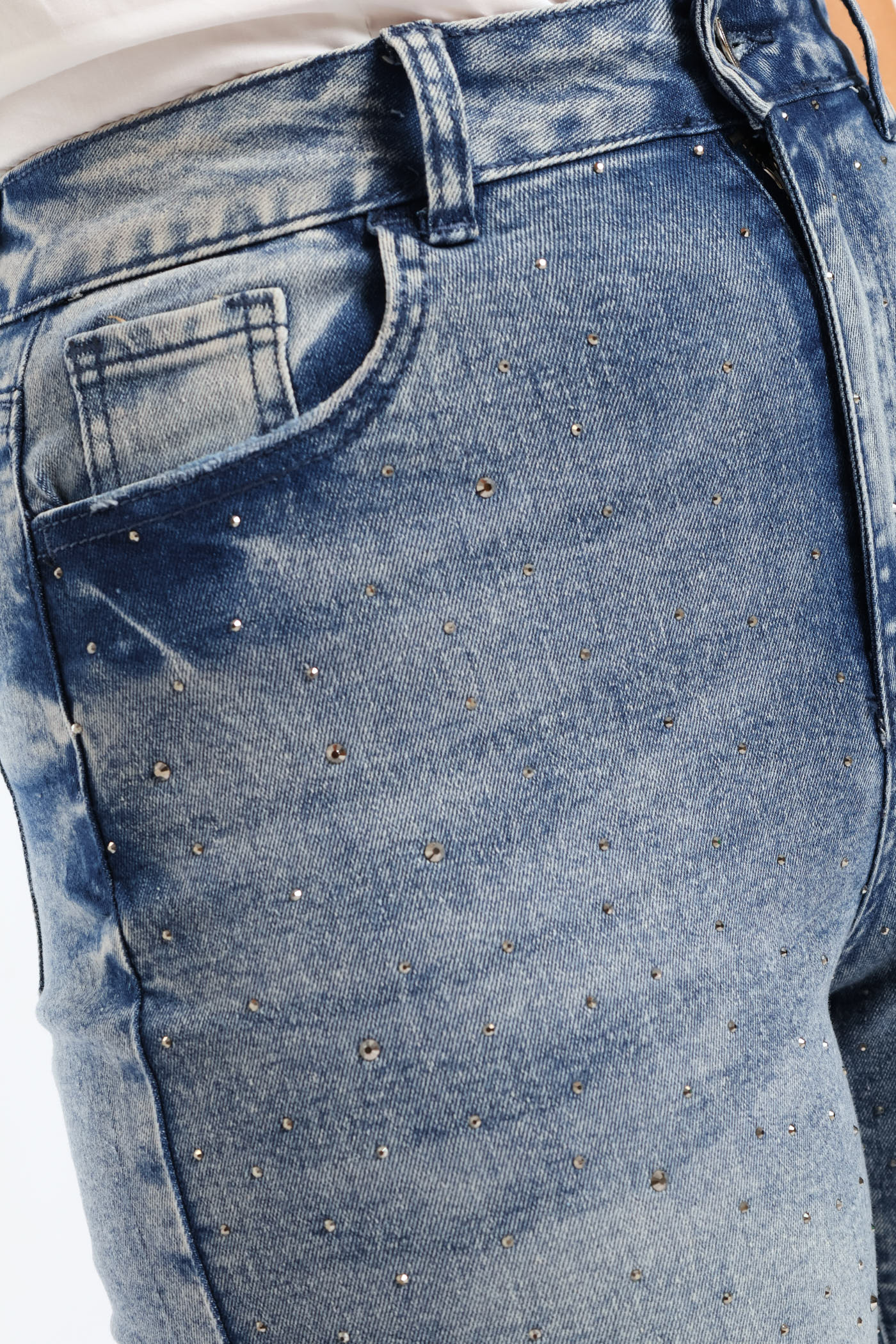 Hi Waist Starburst Mom Jean - Mid Wash - Image 2