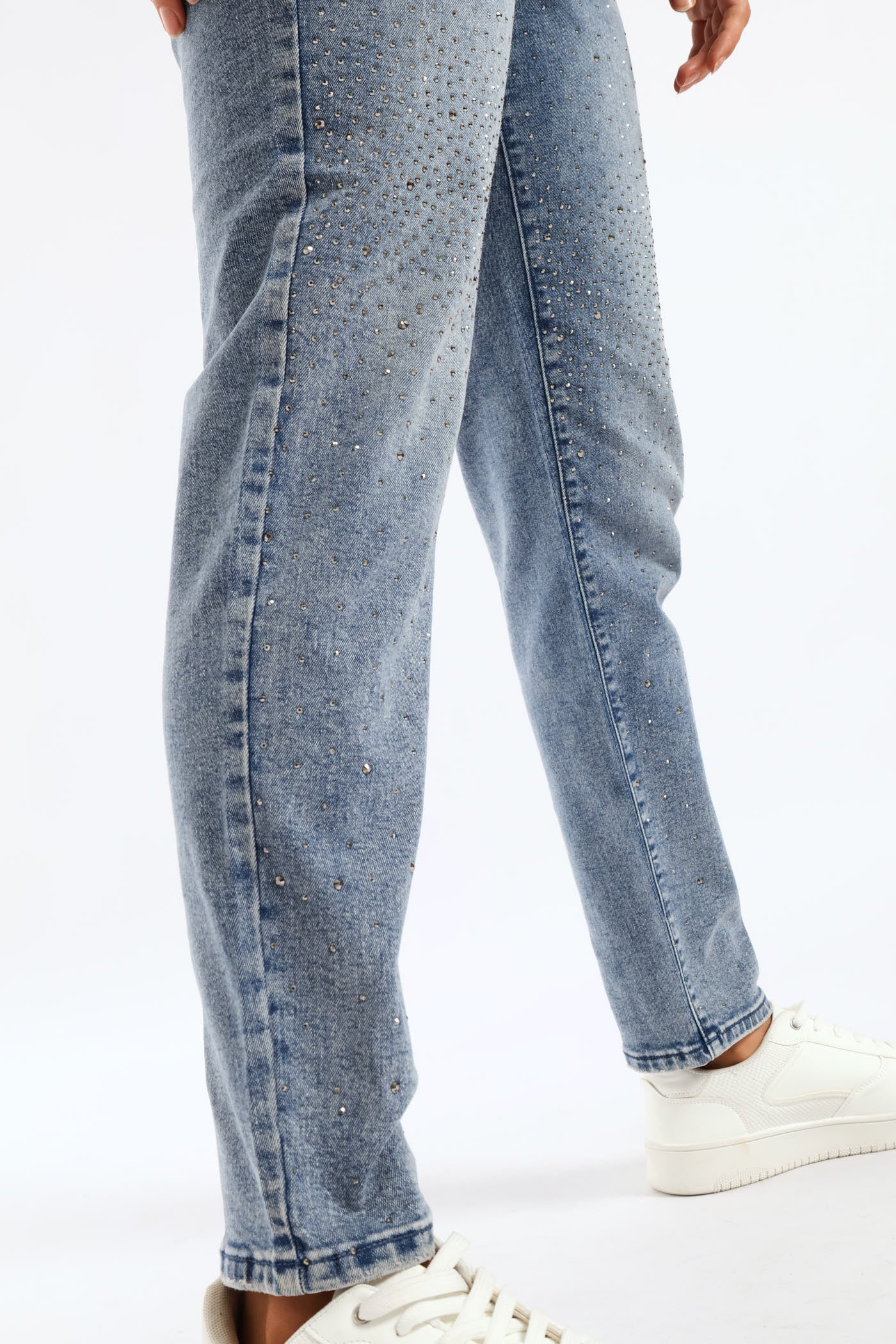 Hi Waist Starburst Mom Jean - Mid Wash - Image 7