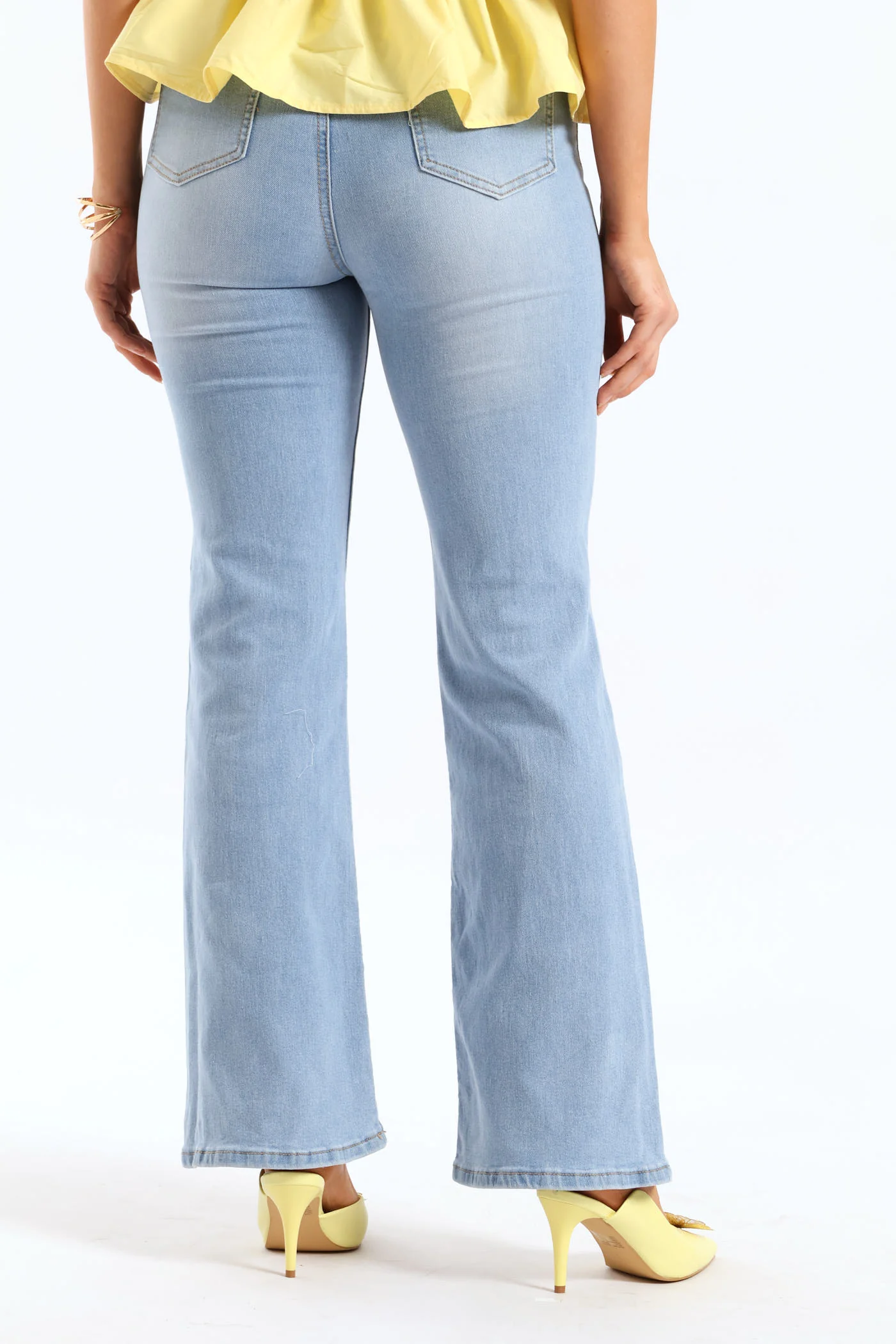 Hi Waist Western Belt Bootleg Denim - Light Wash - Image 5