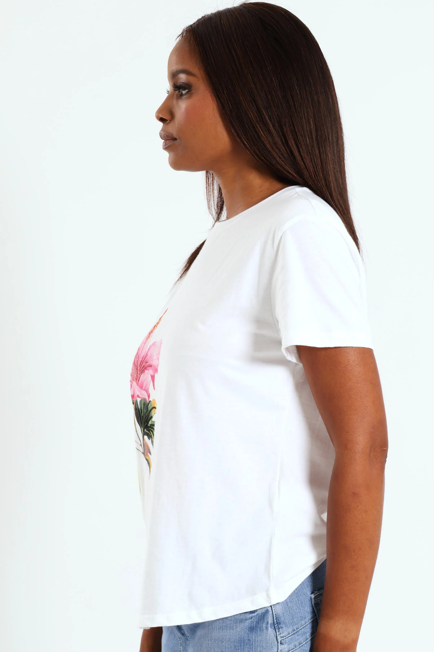 Hibiscus Sequin Tee - White - Image 3
