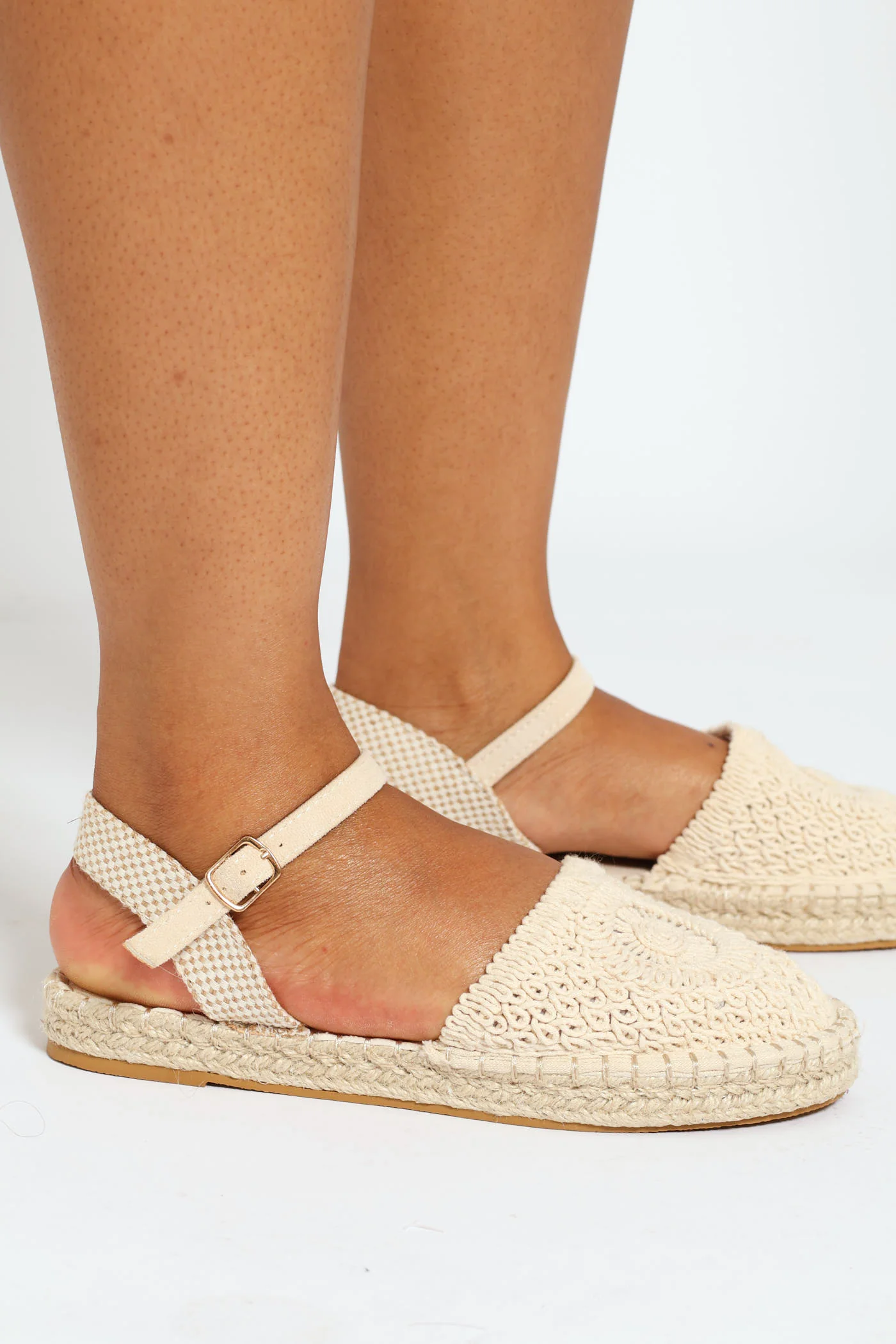 High Fashion Weave Espradrille With Ankle Strap - Natural - Image 2
