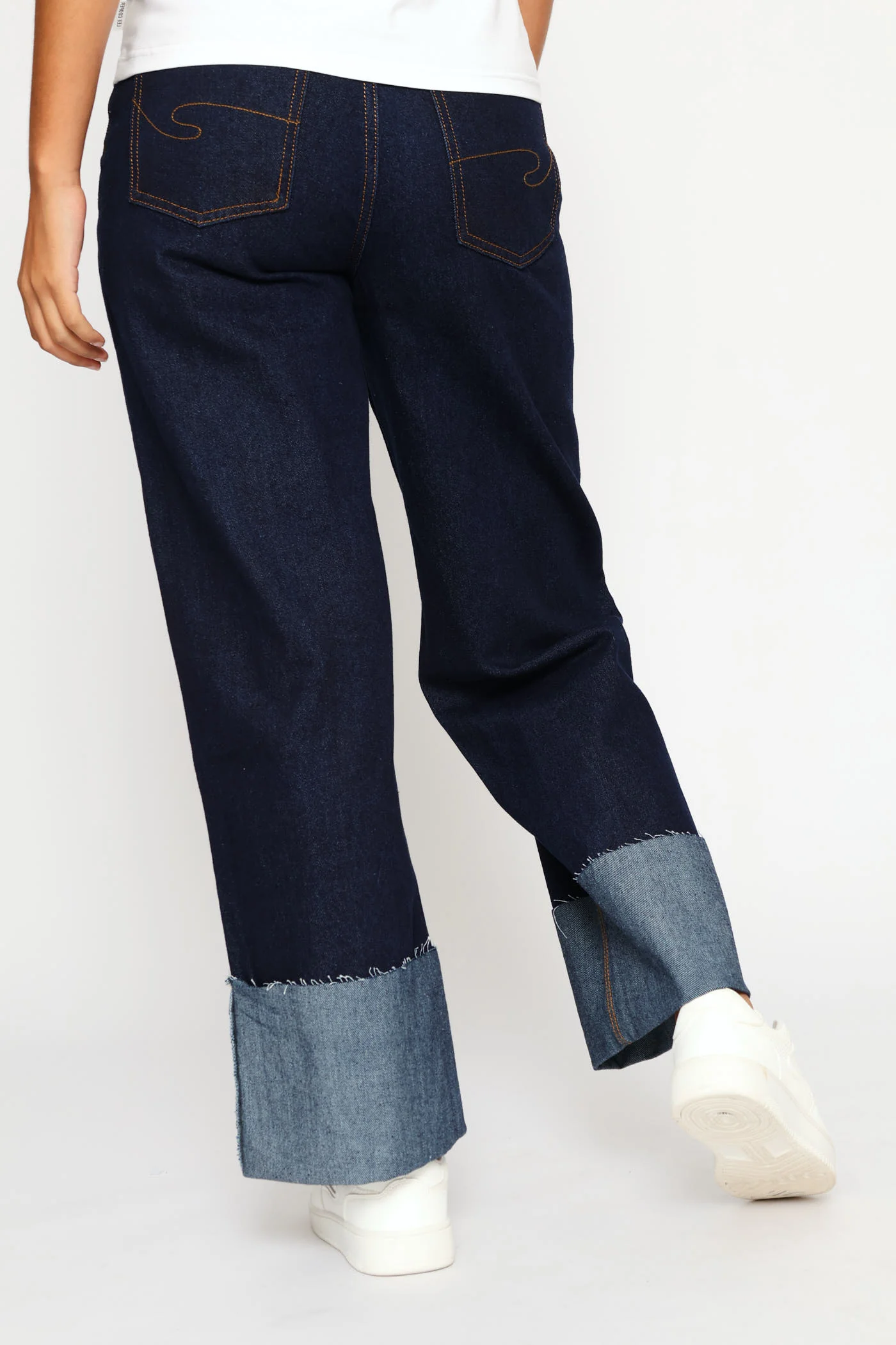 High Rise Wide Leg Denim - Dark Wash - Image 4
