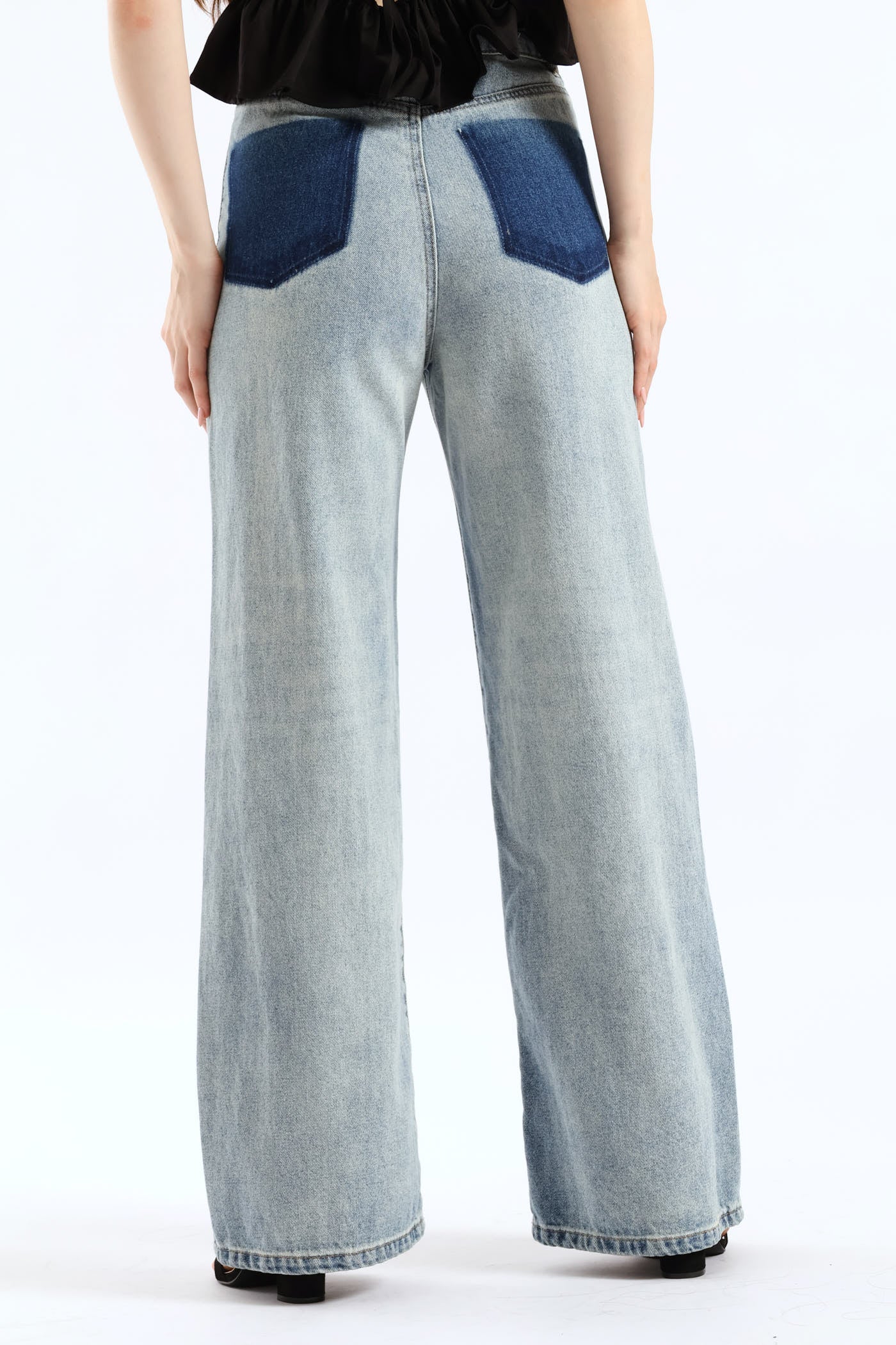 High Waist Wide Leg Denim - Light Blue - Image 5