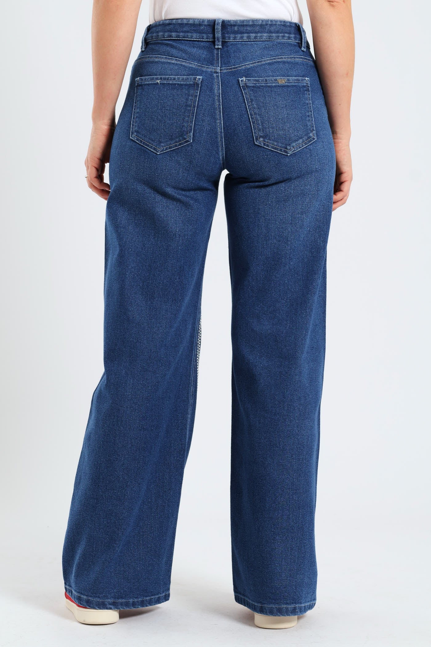 High Waist Wide Leg Denim - Mid Blue - Image 10