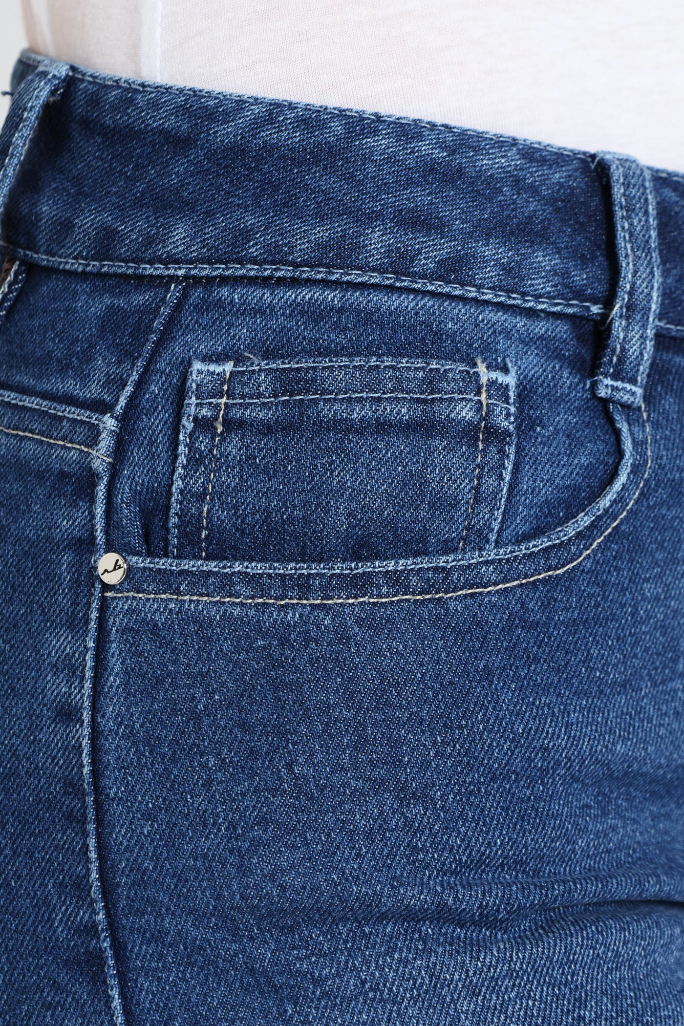 High Waist Wide Leg Denim - Mid Blue - Image 12