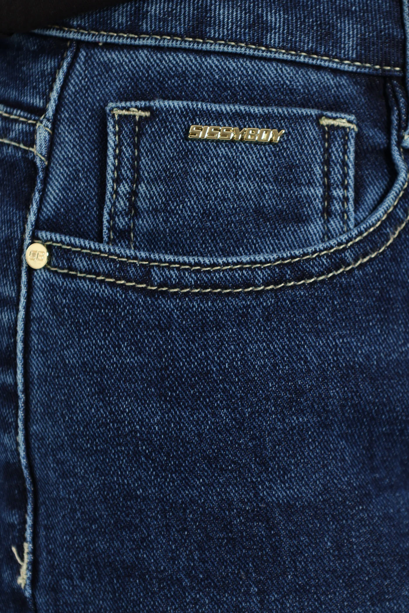 High Waist Wide Leg Denim With Wings On Pocket - Raw Wash - Image 4