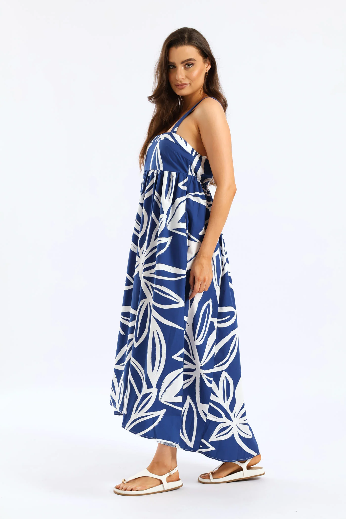Hilo Midaxi Sundress - Navy/White - Image 3