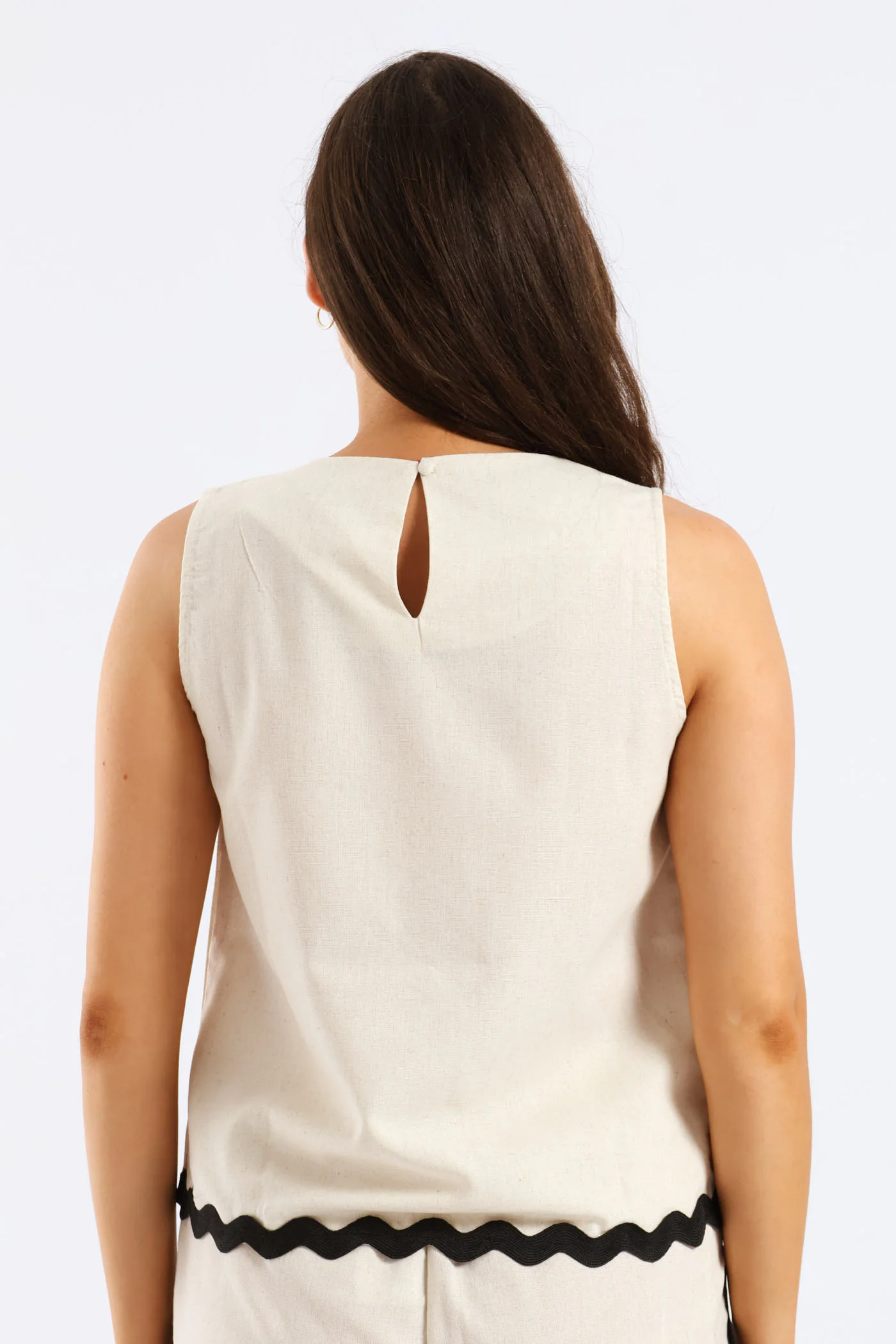 Hilo Ricrac Shell Tank - Oatmeal Melange - Image 2