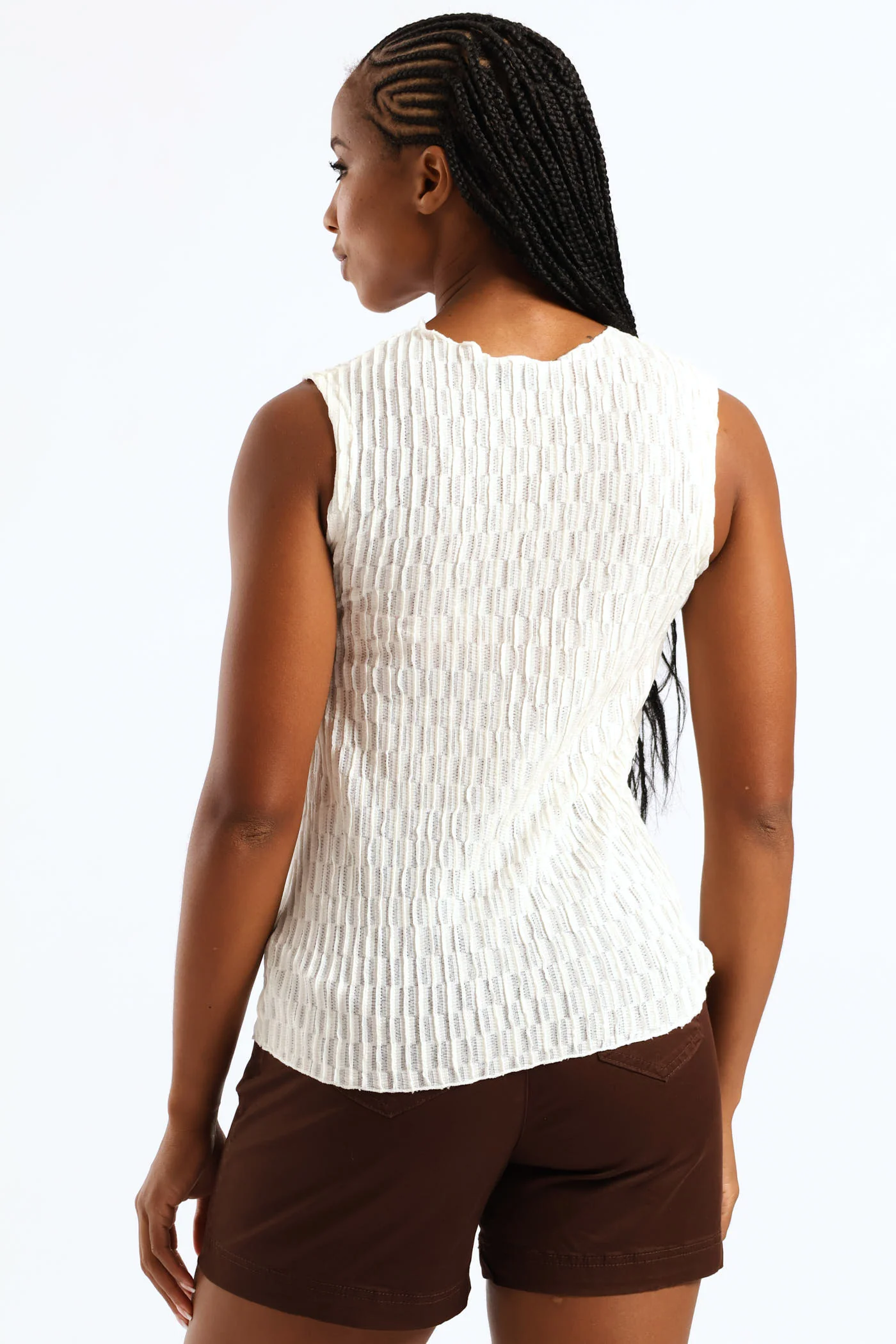 Hineck Eyelash Lace Tank Top - Cream - Image 4