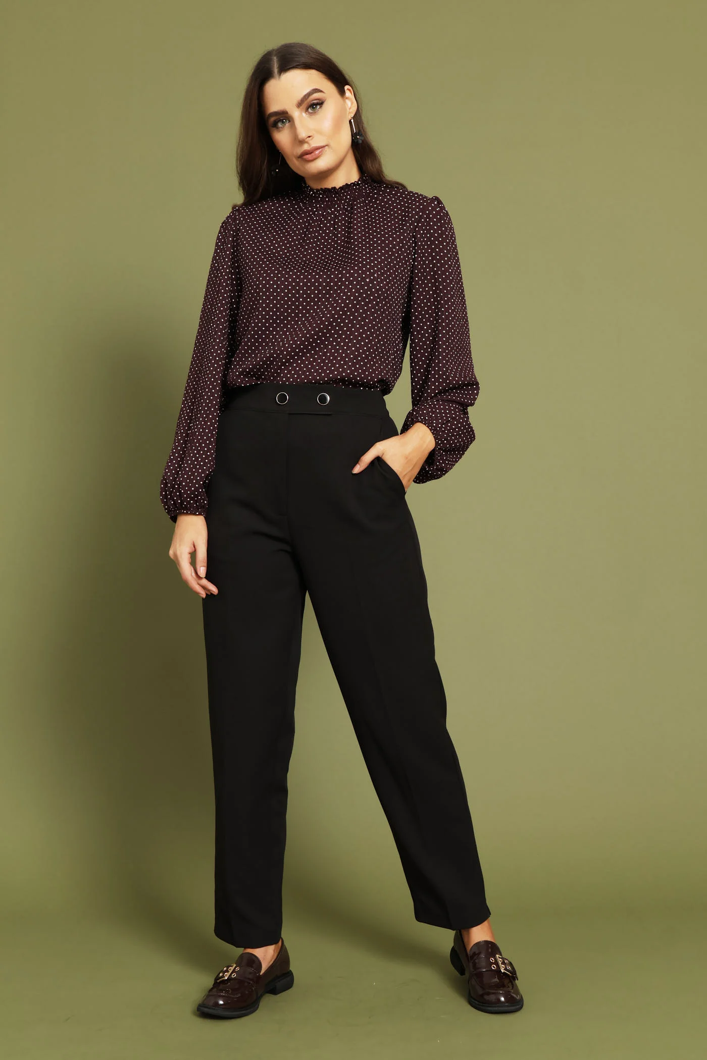 Hineck Polka Dot Blouse - Burgundy - Image 6