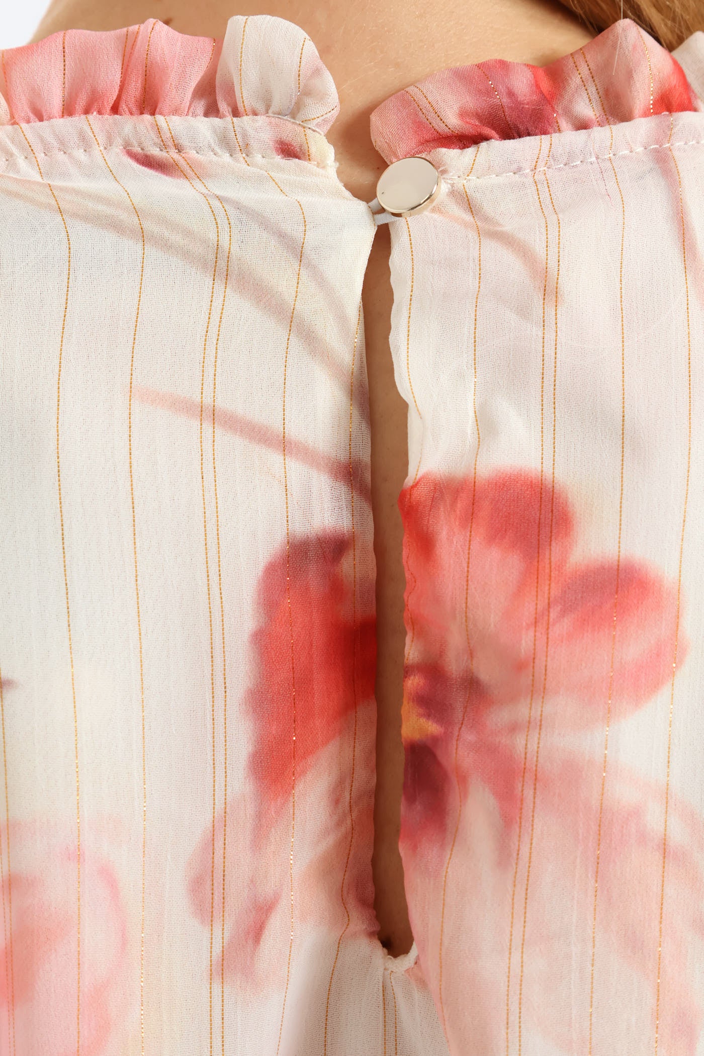 Hineck Ruffle Soft Floral Blouse - Cream - Image 5