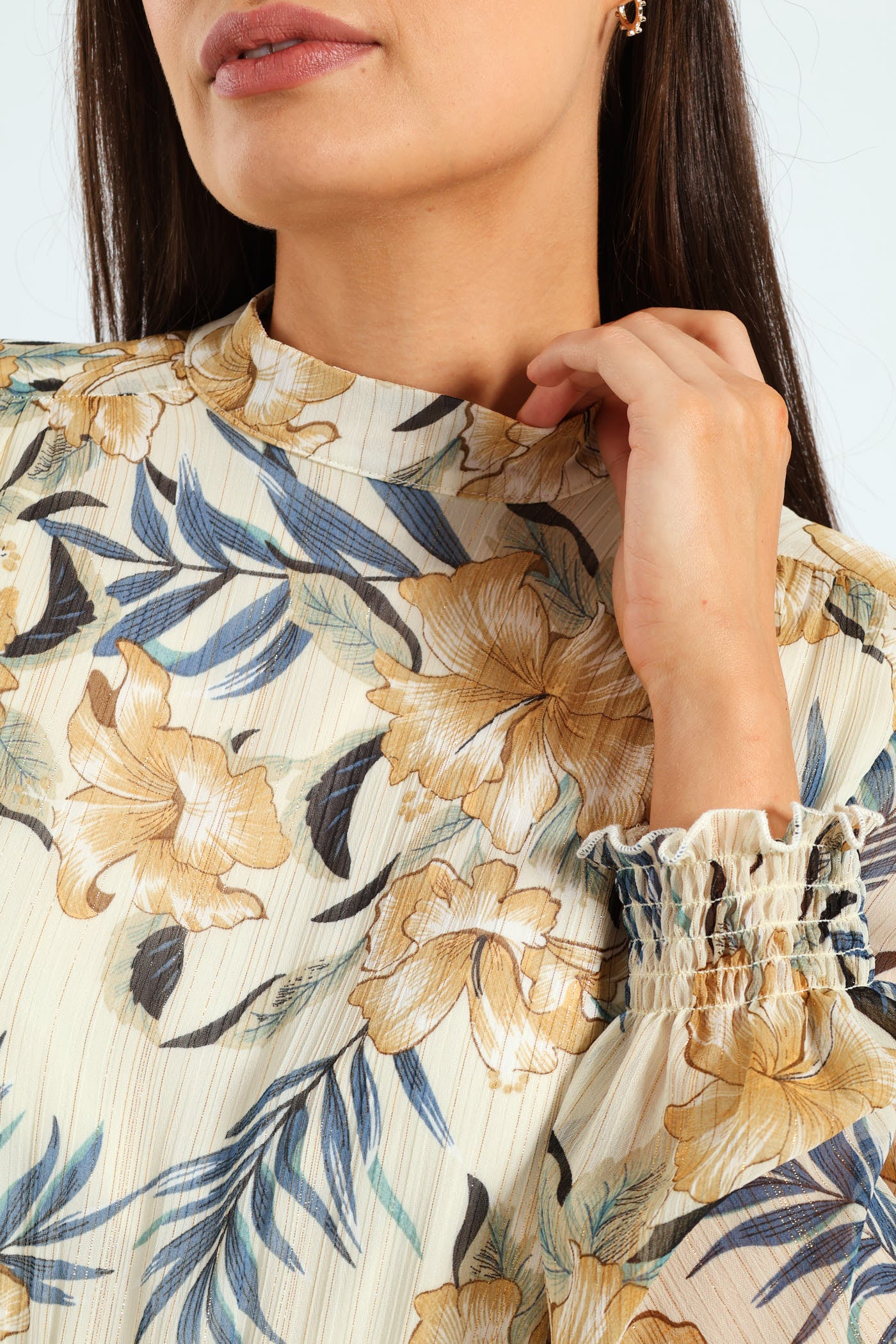 High Neck Shirred Waisted Tea Dress - Image 5