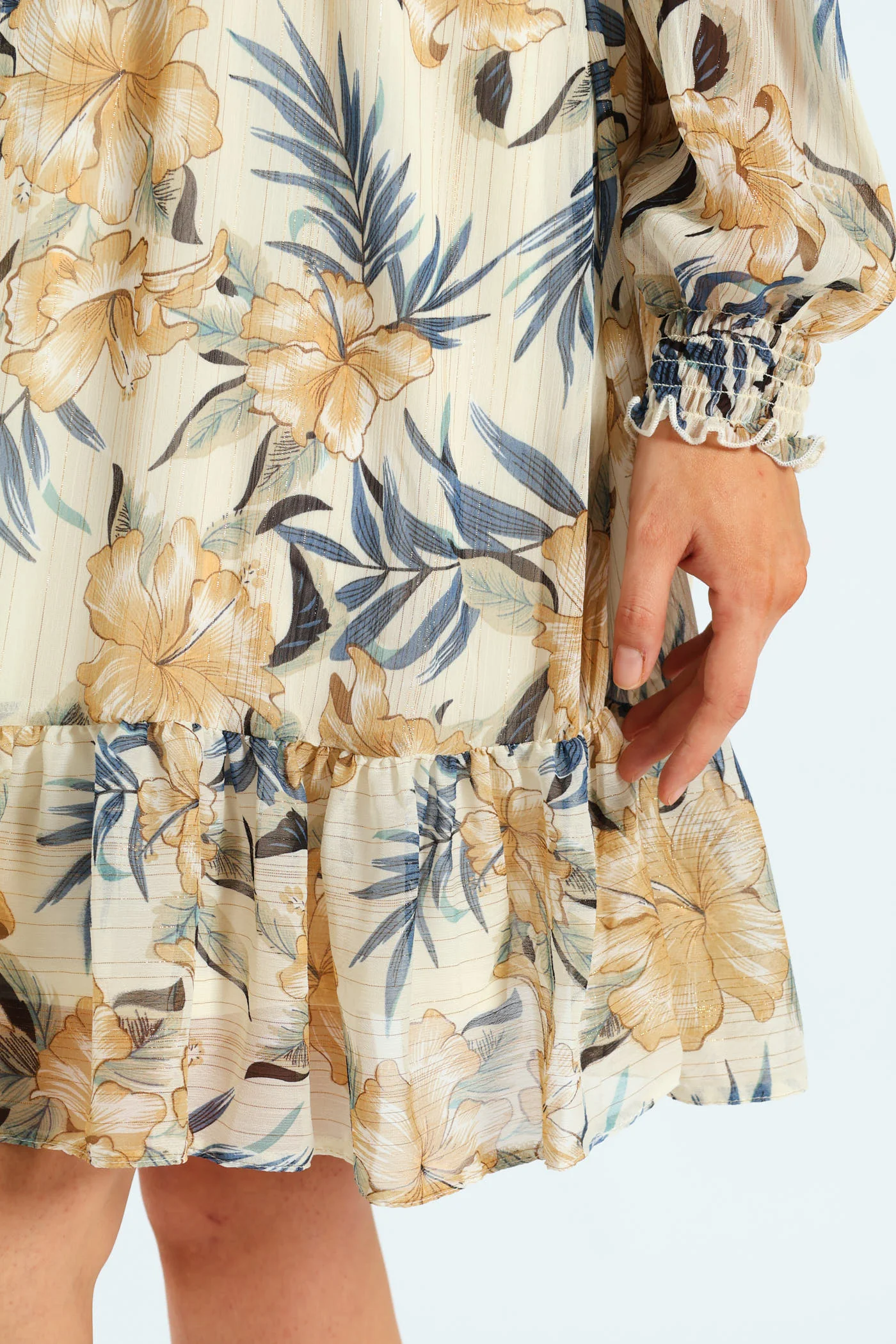 High Neck Shirred Waisted Tea Dress - Image 8