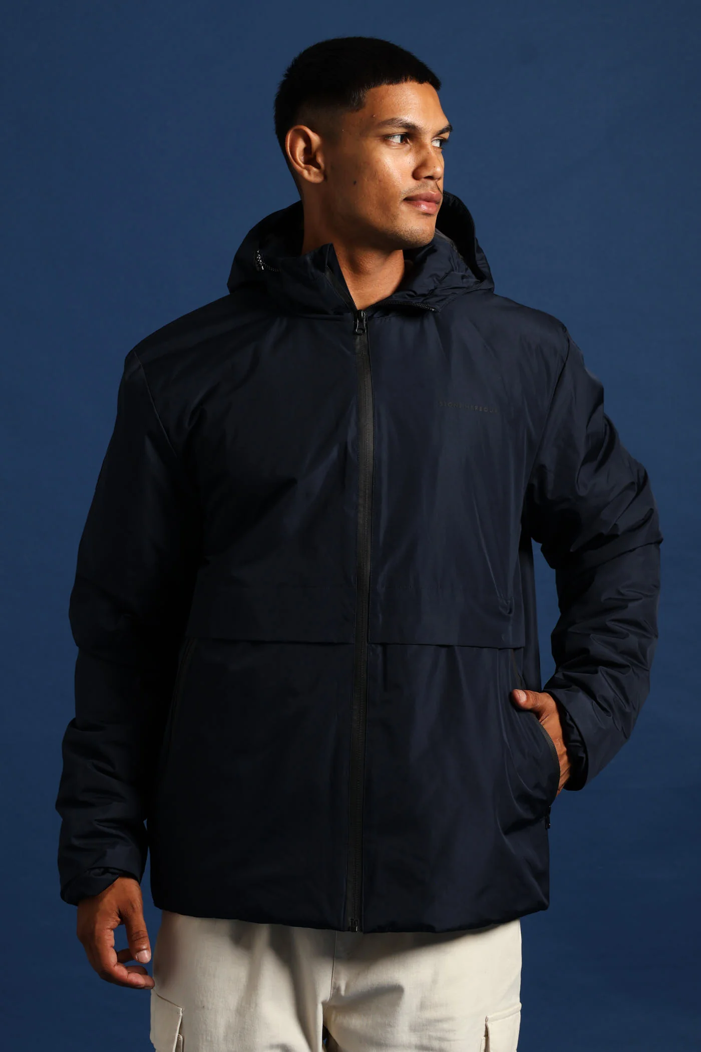 Hooded Shell Jacket - Navy - Image 2