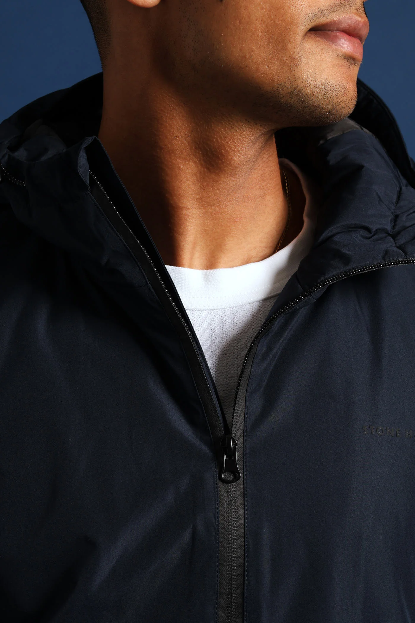 Hooded Shell Jacket - Navy - Image 3