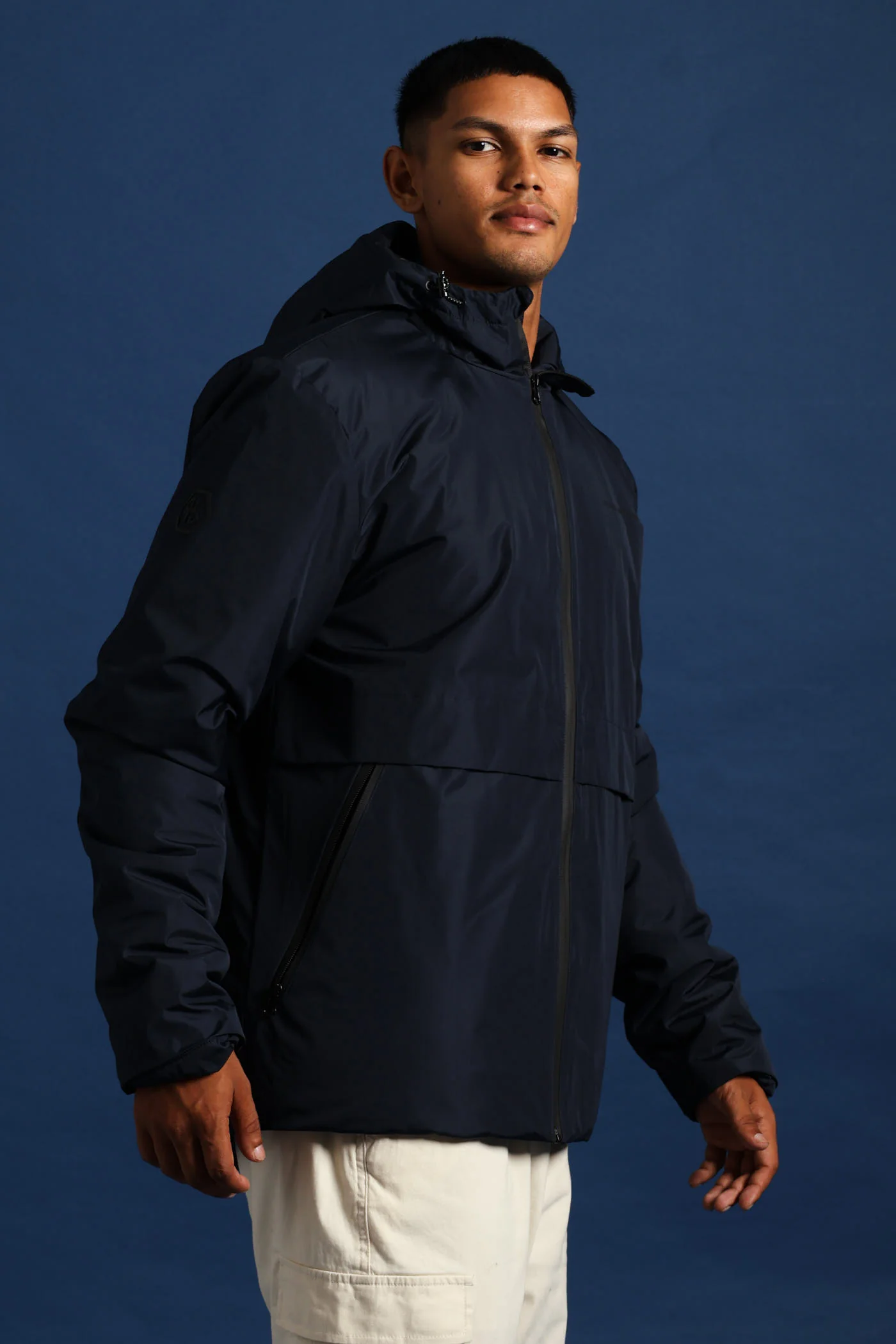 Hooded Shell Jacket - Navy - Image 5