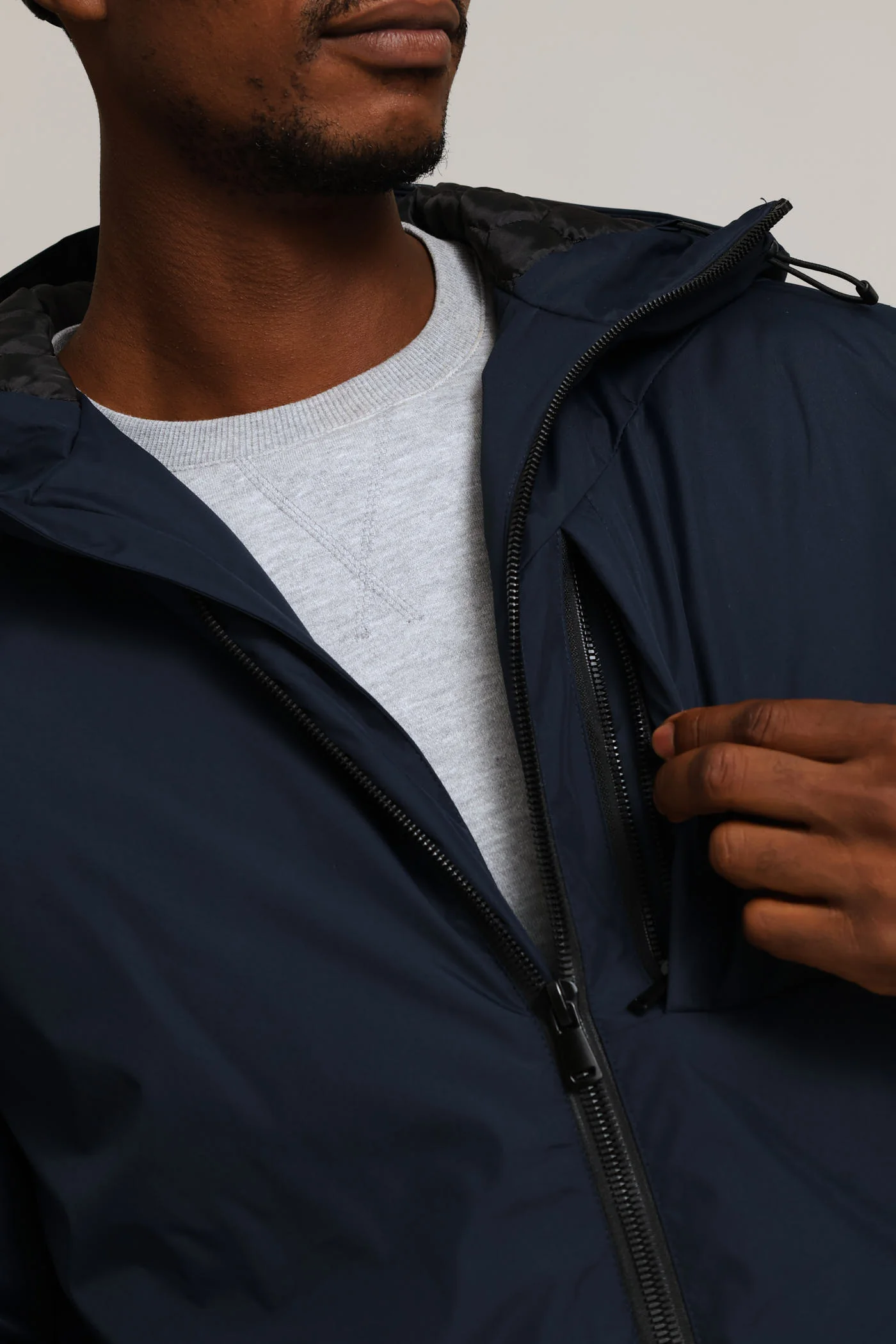 Hooded Shell Jacket - Navy - Image 2