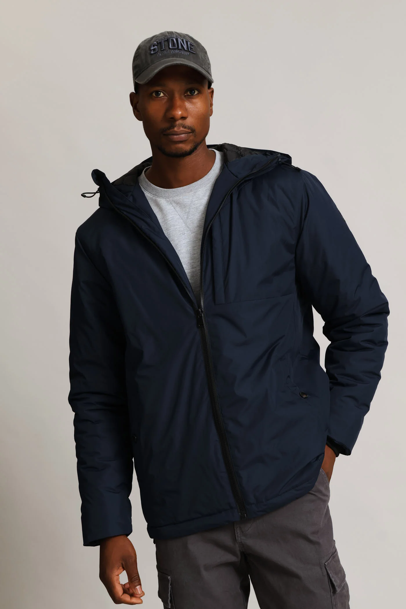 Hooded Shell Jacket - Navy - Image 3