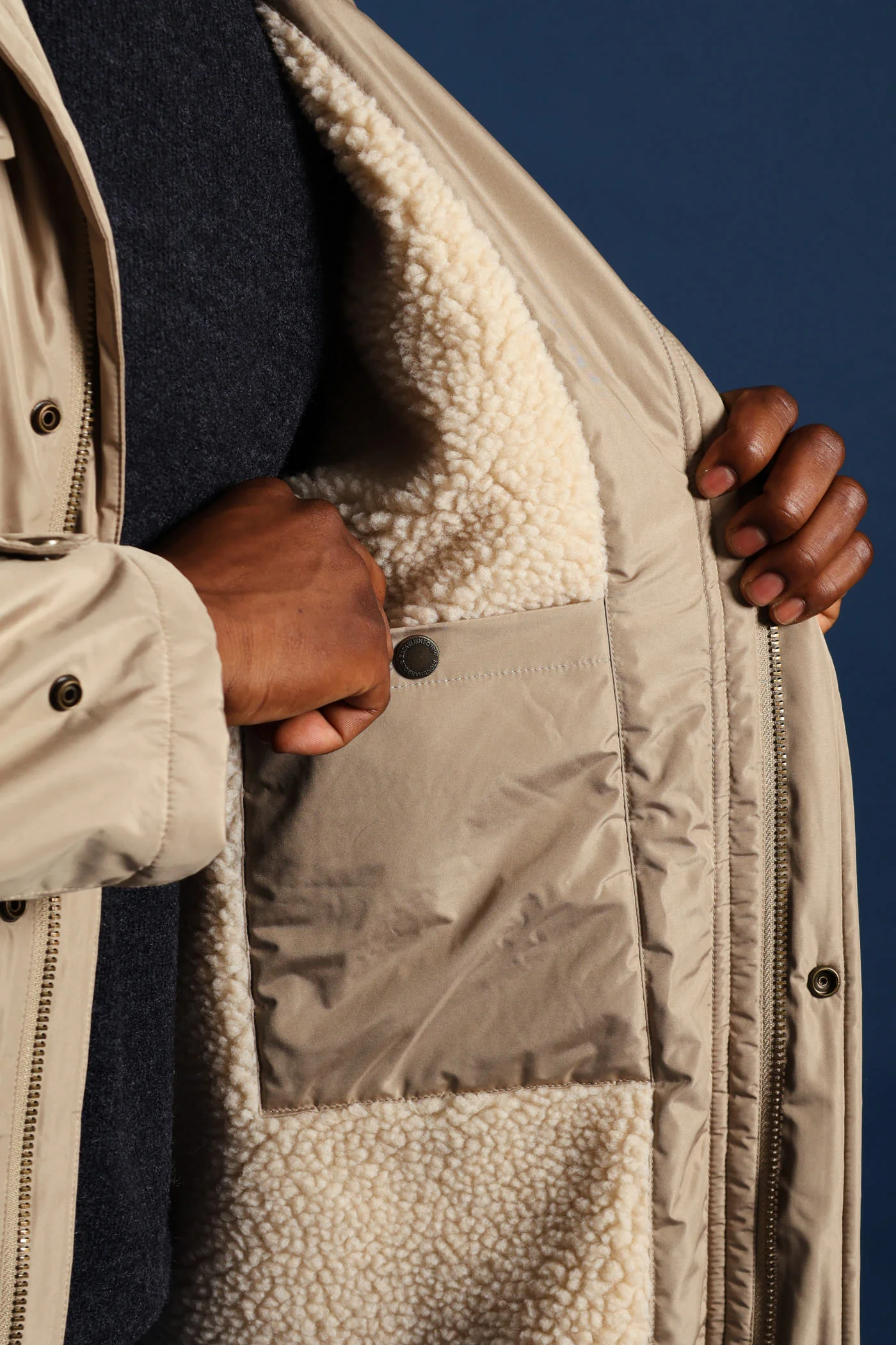 Hooded Utility Parka Jacket - Taupe - Image 8