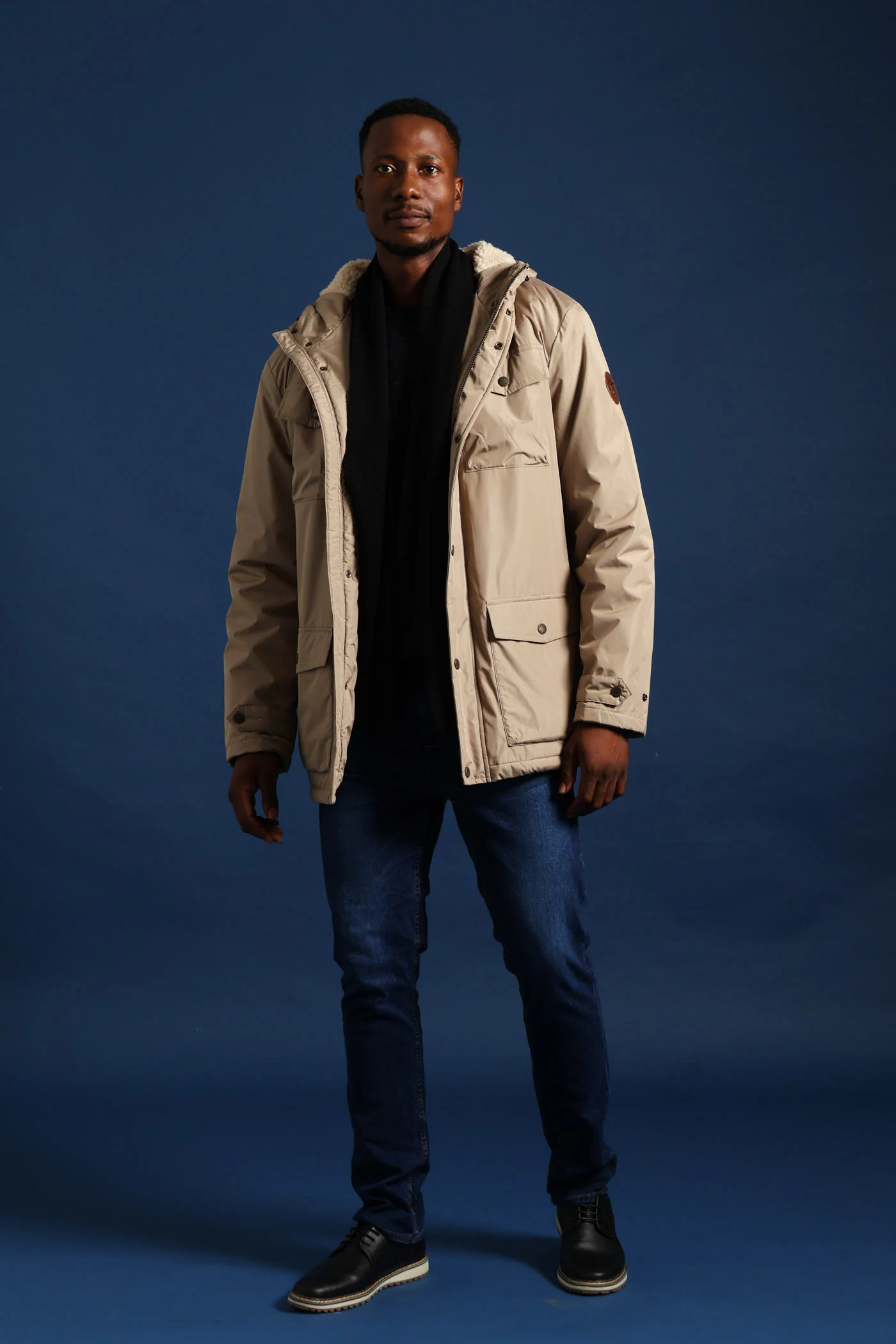 Hooded Utility Parka Jacket - Taupe - Image 9