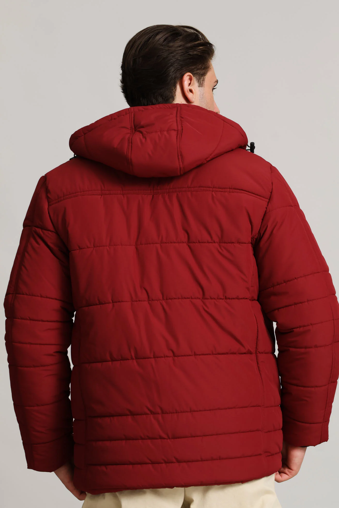 Hooded Zip Pocket Padded - Dk Red - Image 2