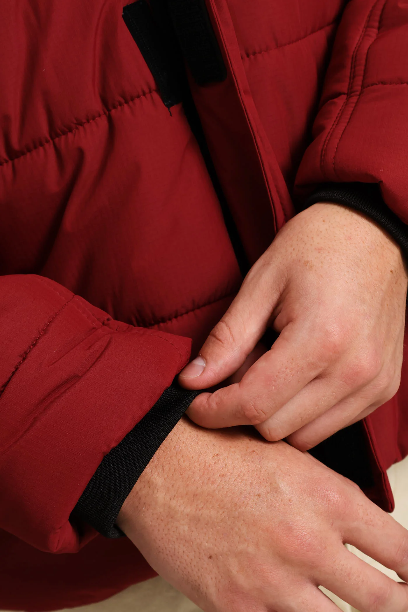 Hooded Zip Pocket Padded - Dk Red - Image 7