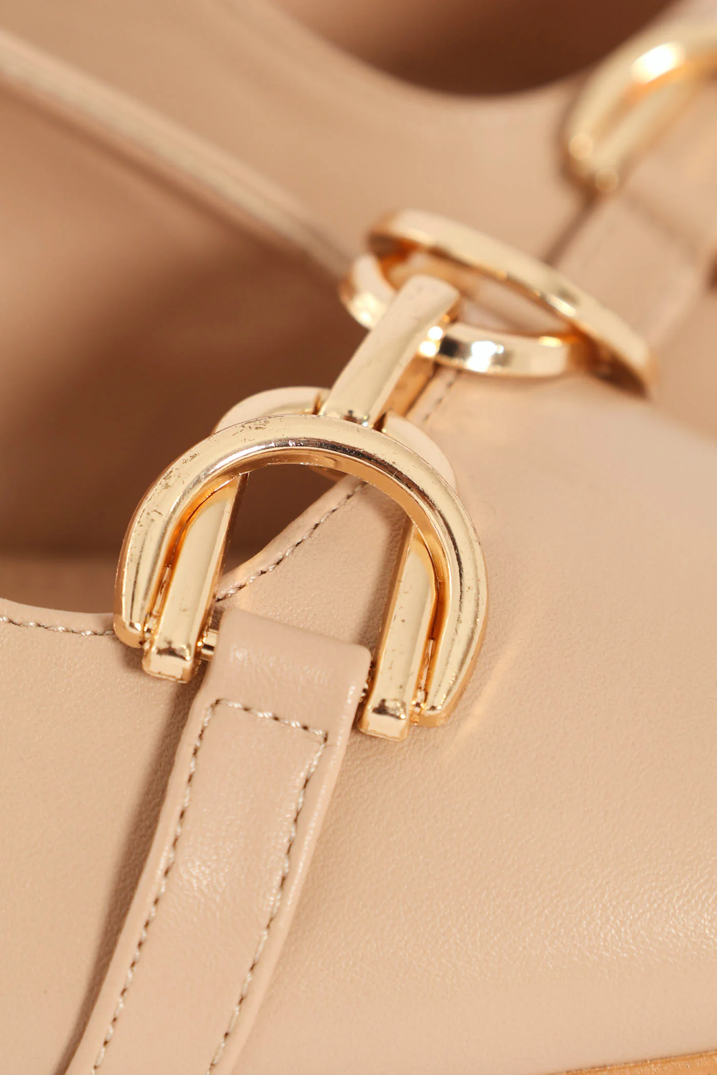 Horseshoe Strap Slingback Block Heel - Nude - Image 7