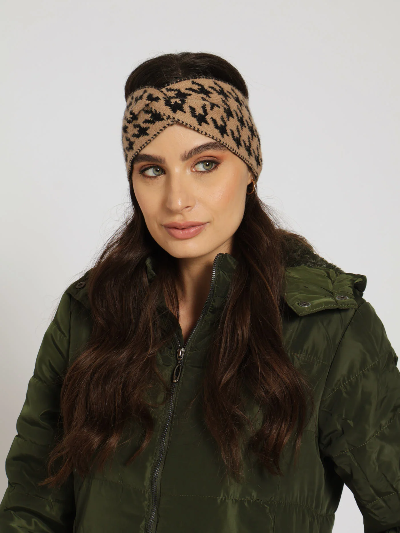 Houndstooth Twisted Headband - Caramel - Image 2