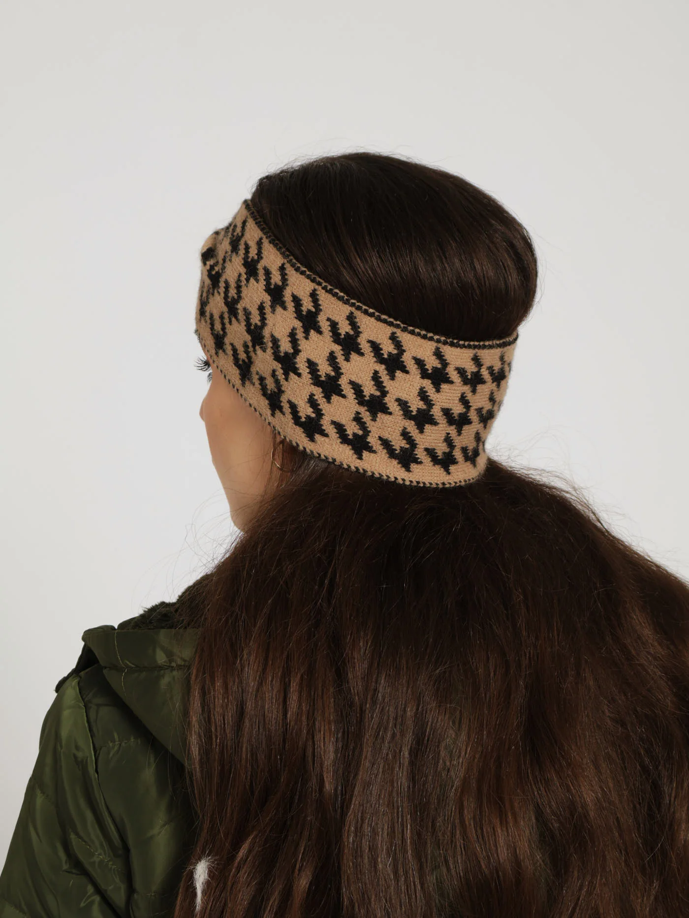 Houndstooth Twisted Headband - Caramel - Image 3
