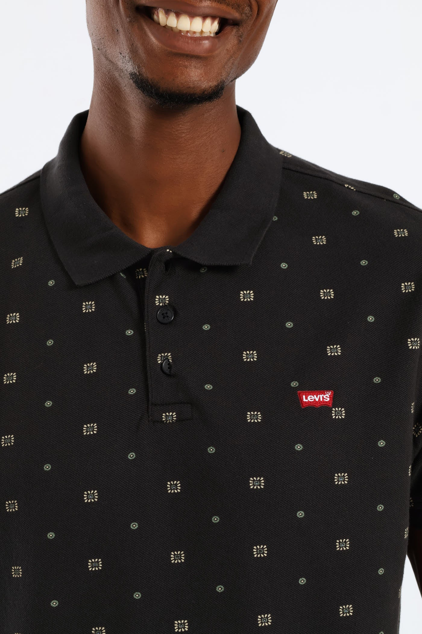 Housemark Polo Ebba Geo Print Golfer - Black - Image 2