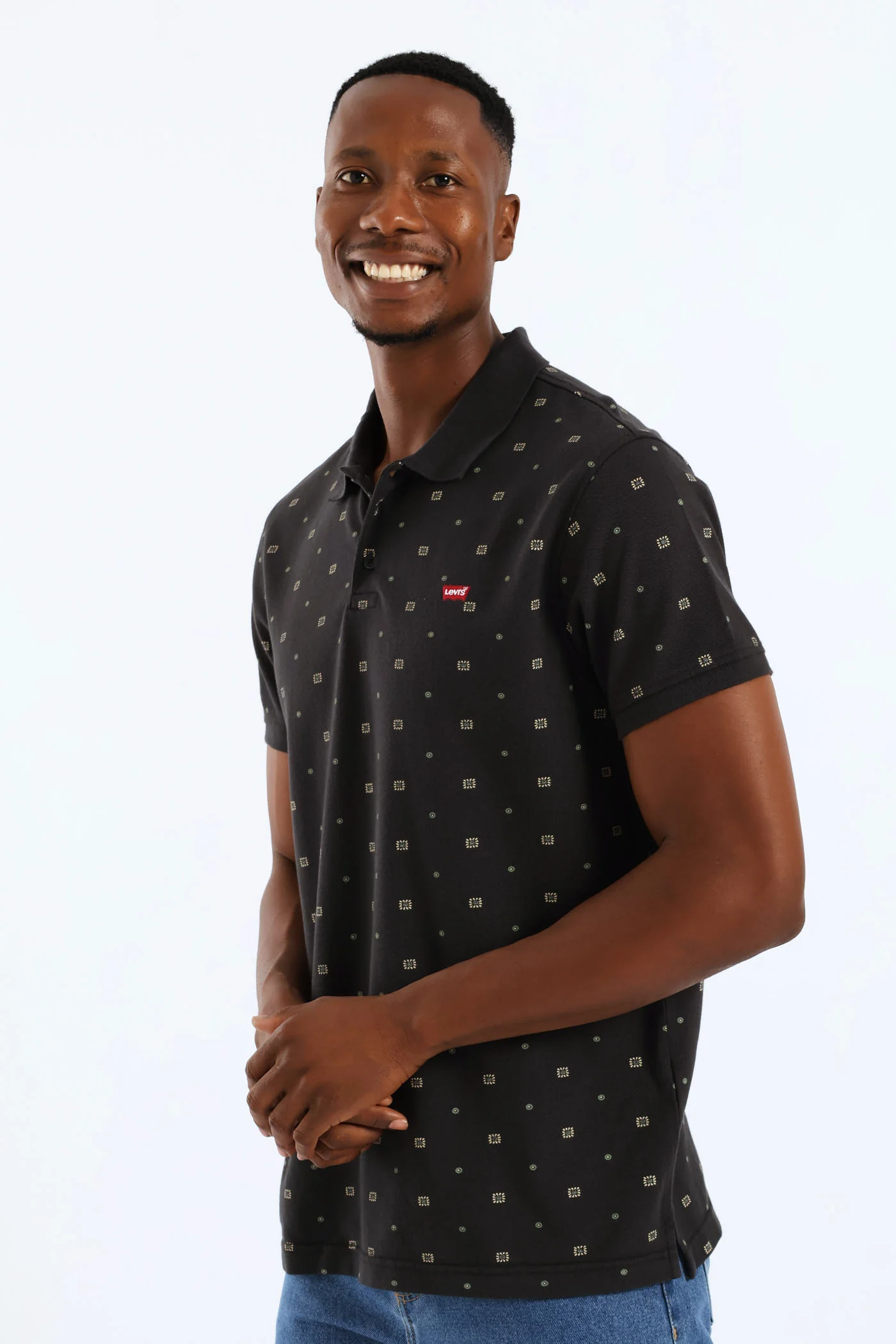 Housemark Polo Ebba Geo Print Golfer - Black - Image 3