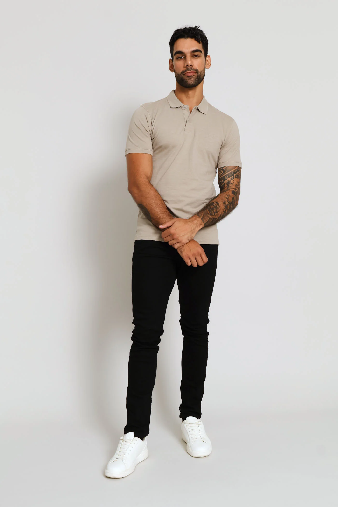 Housemark Vintage Slim Polo Golfer - Khaki - Image 6