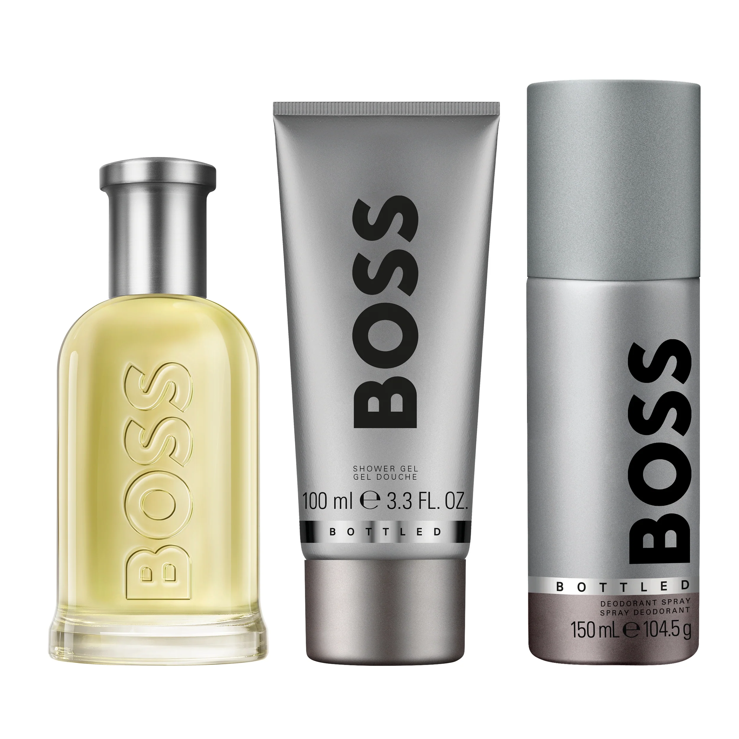 BOSS Bottled Eau de Toilette, Shower Gel, and Deodorant Spray for Men Trio Gift Set - Image 2
