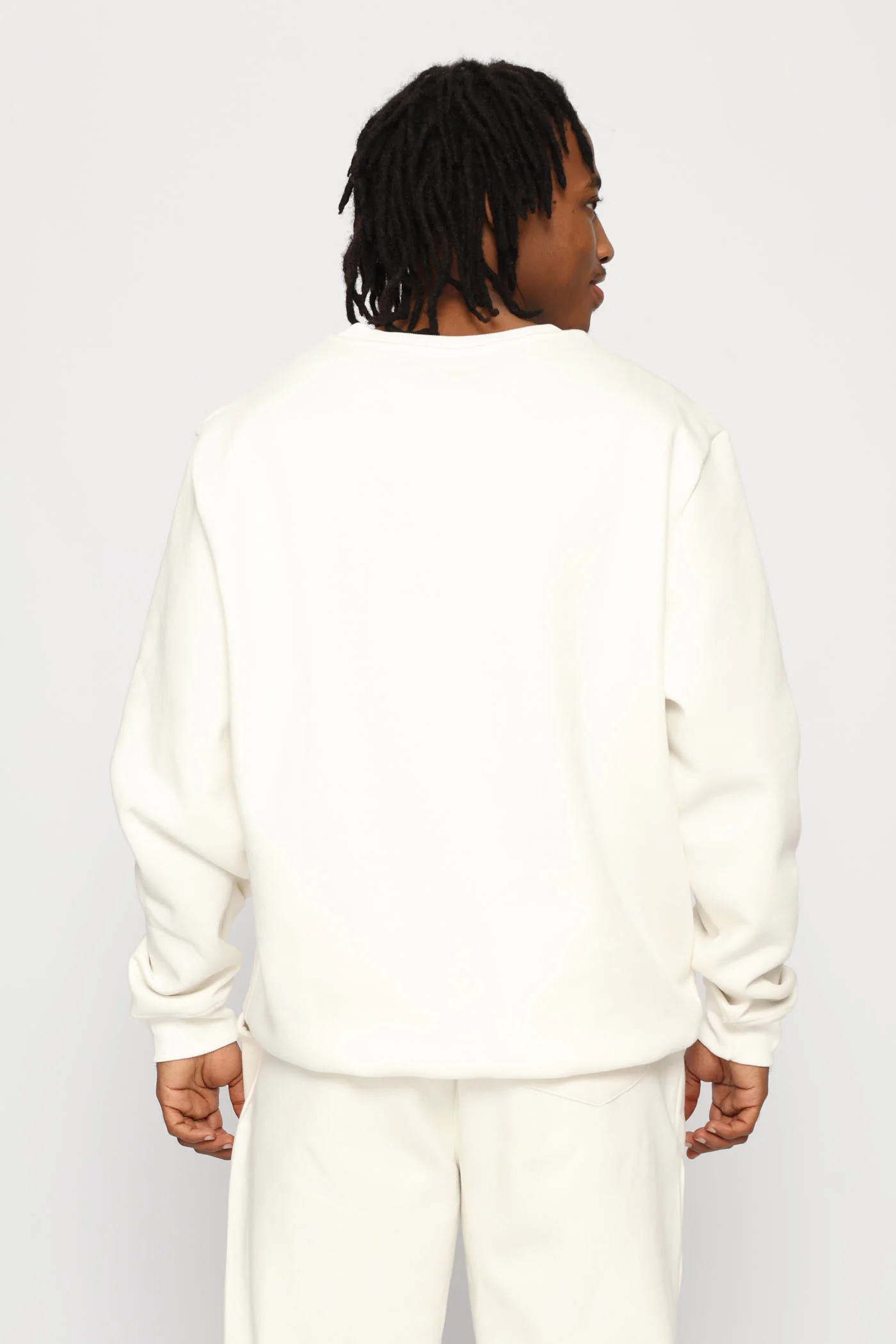 Hustle & Flow Printed Fleece Crew Top - Ecru - Image 4
