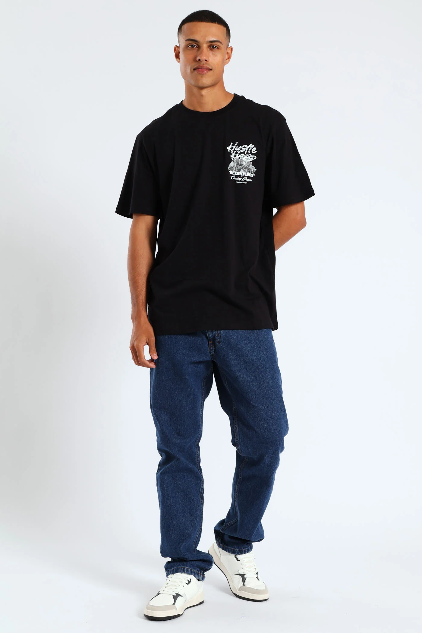 Hustle Front & Back Tee - Black - Image 2
