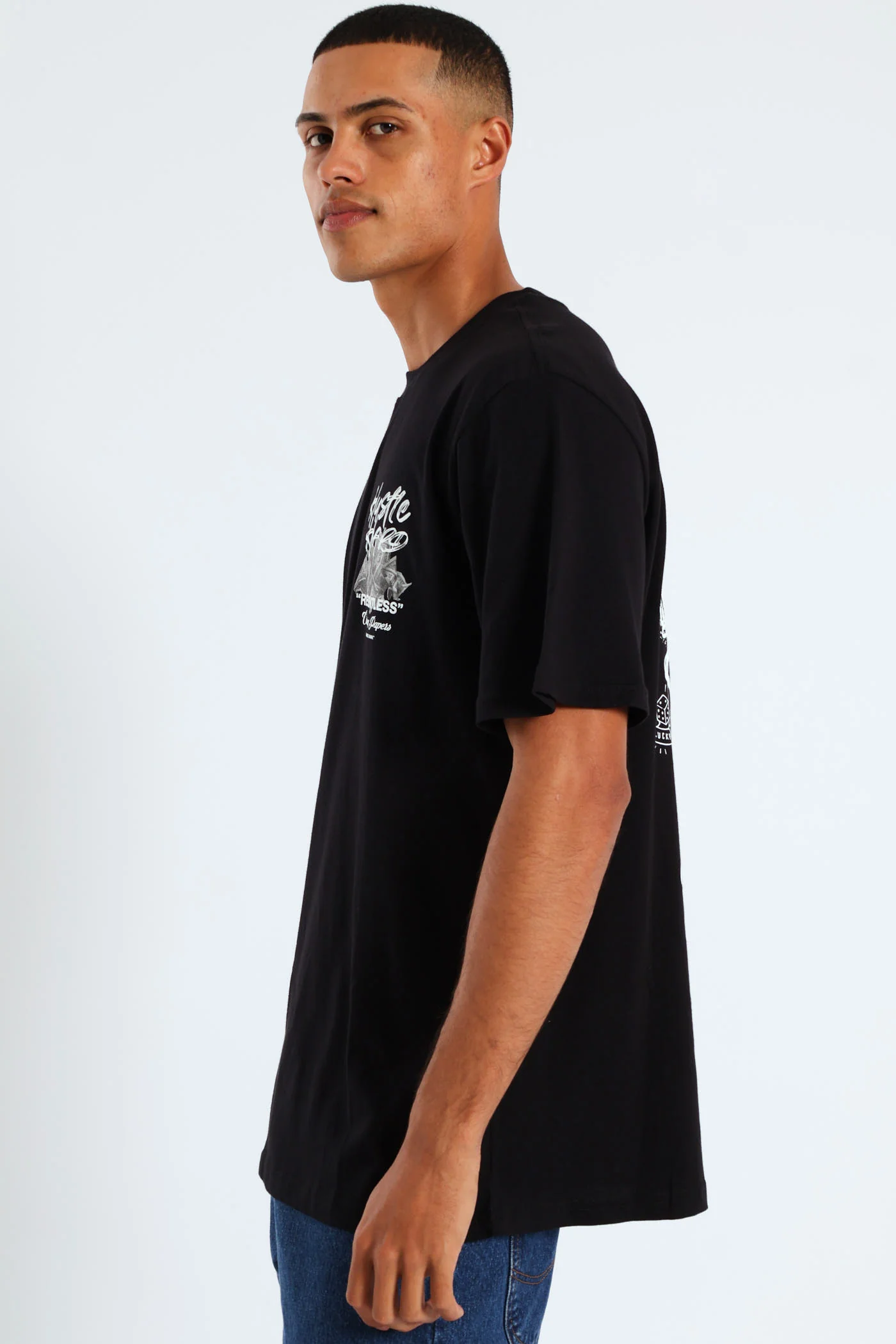 Hustle Front & Back Tee - Black - Image 3