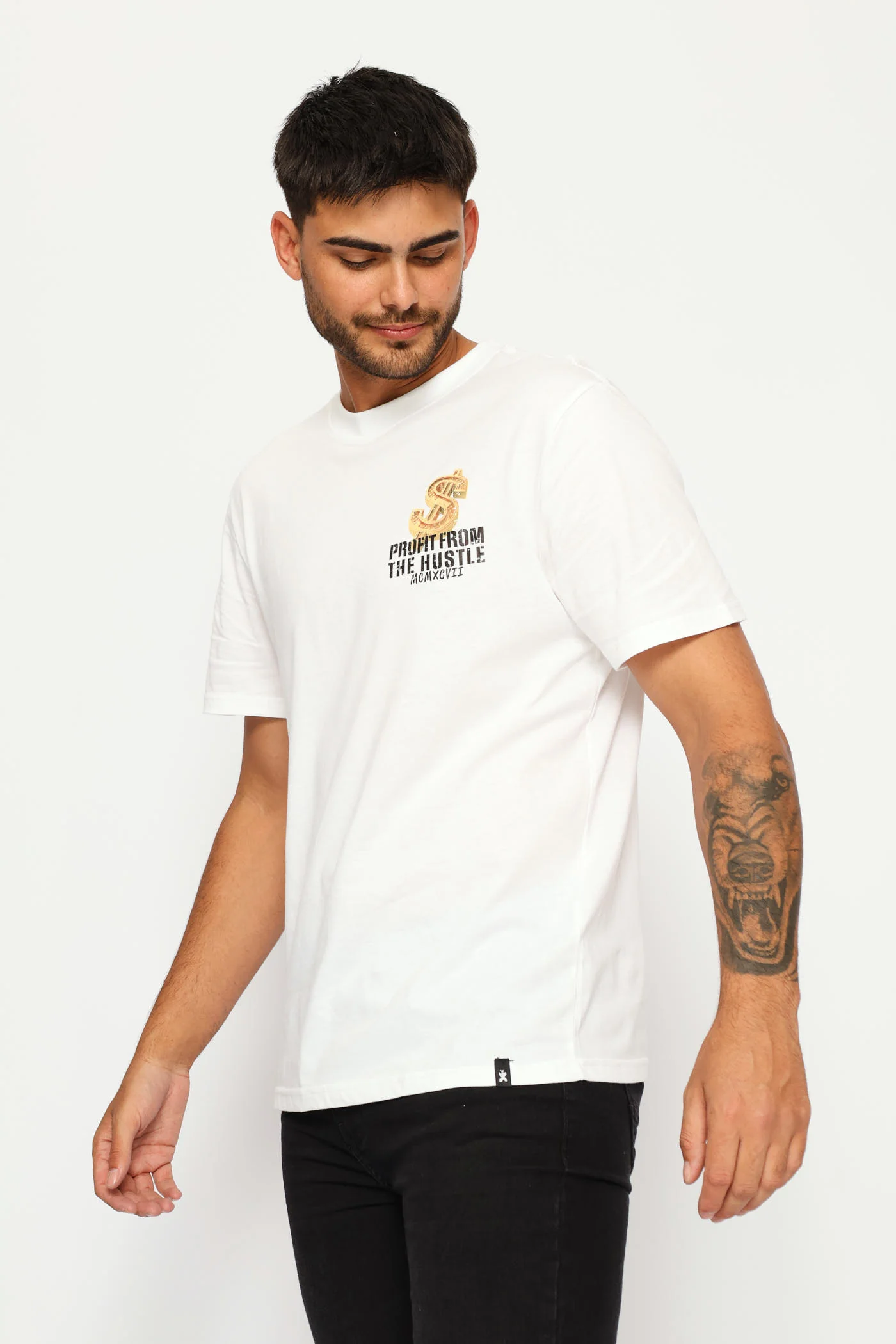 Hustle Money Front & Back Print Tee - White - Image 3
