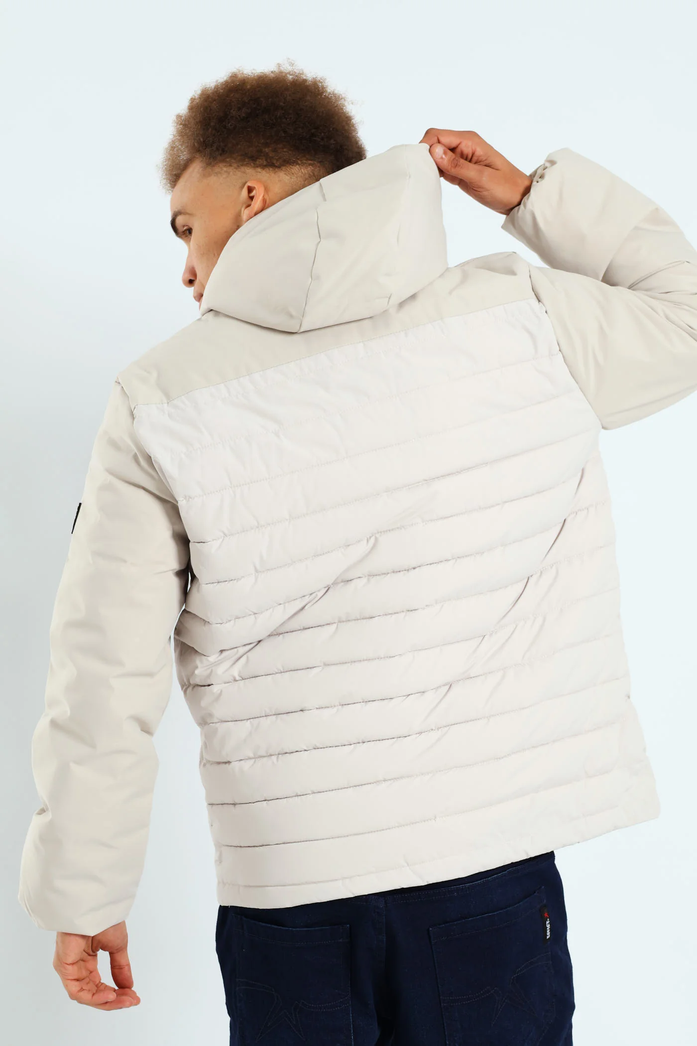 Hybrid Puffer Jacket - Light Grey - Image 3