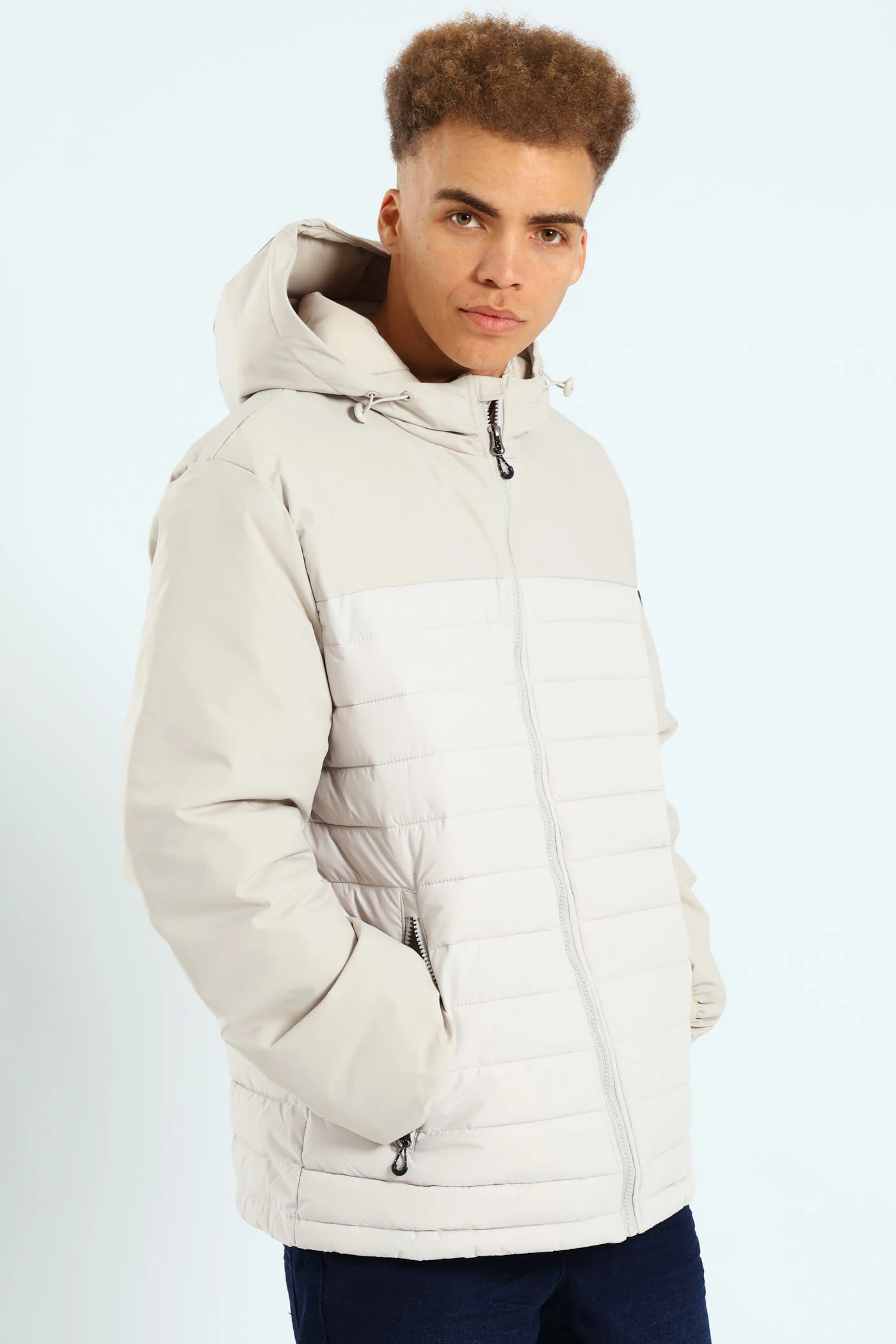 Hybrid Puffer Jacket - Light Grey - Image 4