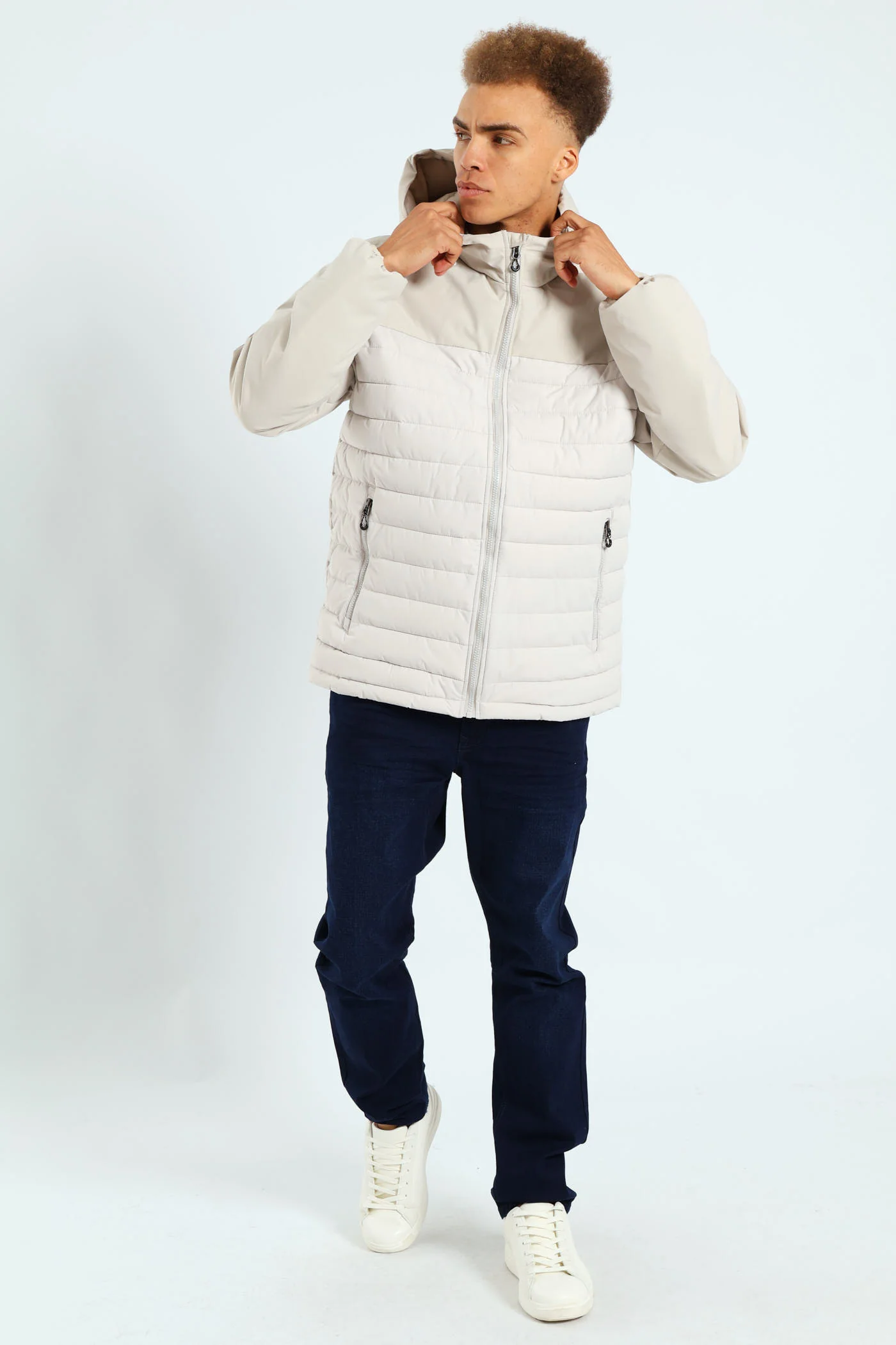 Hybrid Puffer Jacket - Light Grey - Image 5