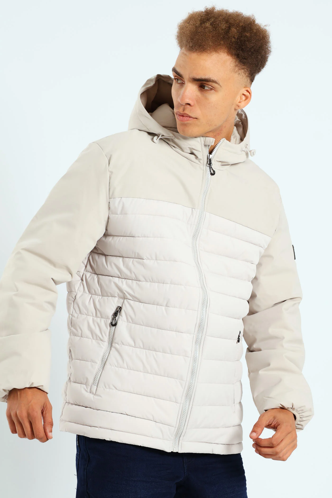 Hybrid Puffer Jacket - Light Grey - Image 7