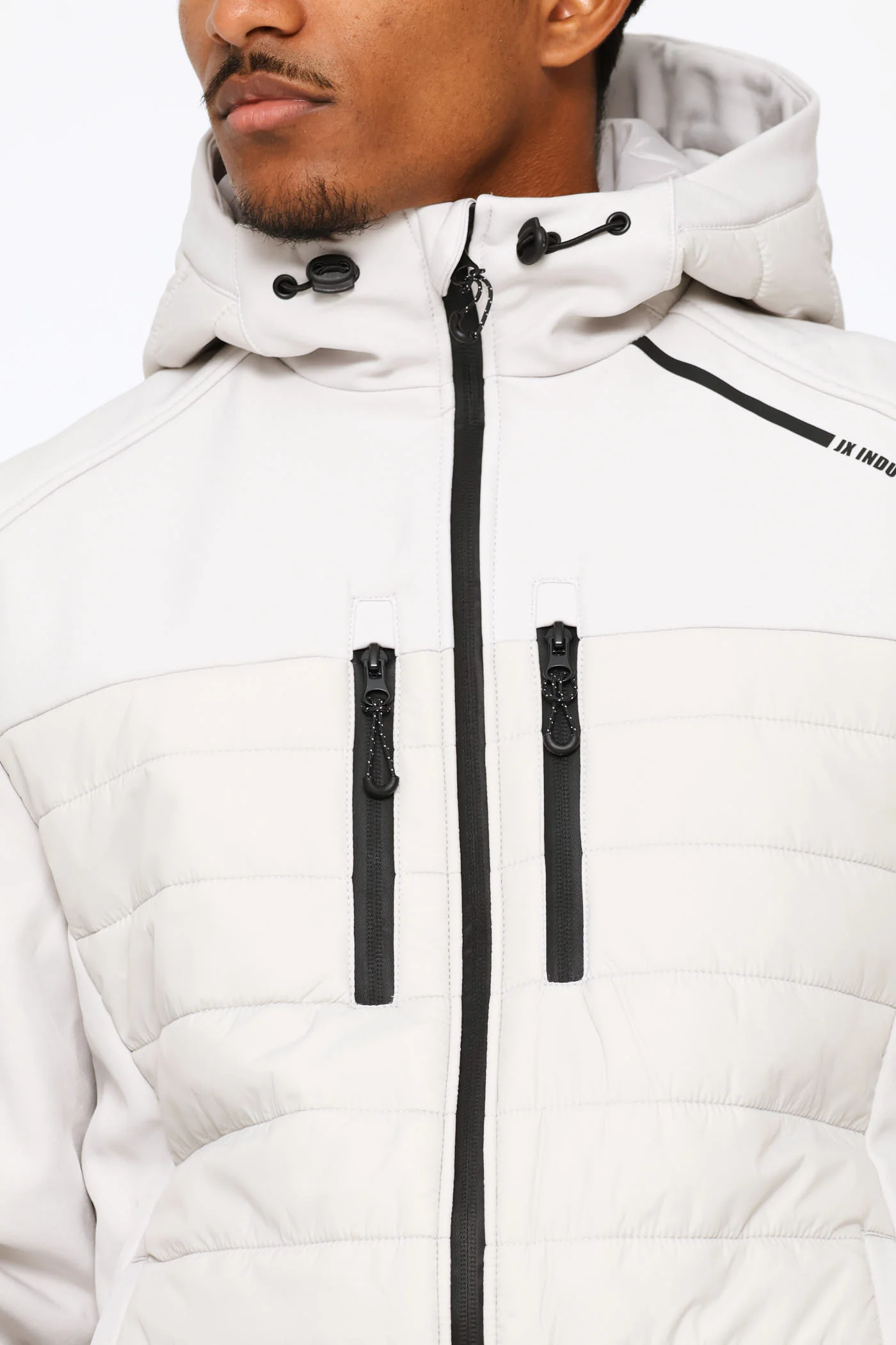 Hybrid Puffer Jacket - Light Grey - Image 2