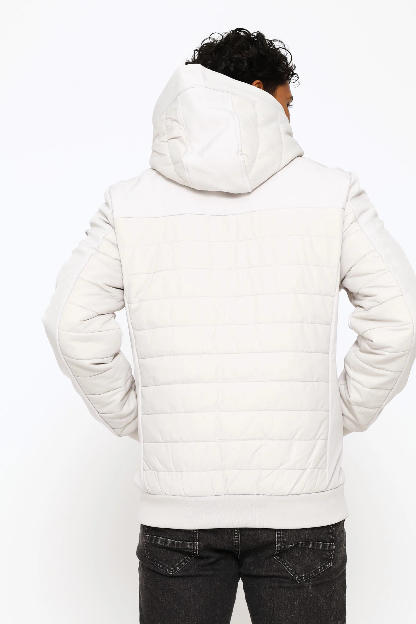 Hybrid Puffer Jacket - Light Grey - Image 4