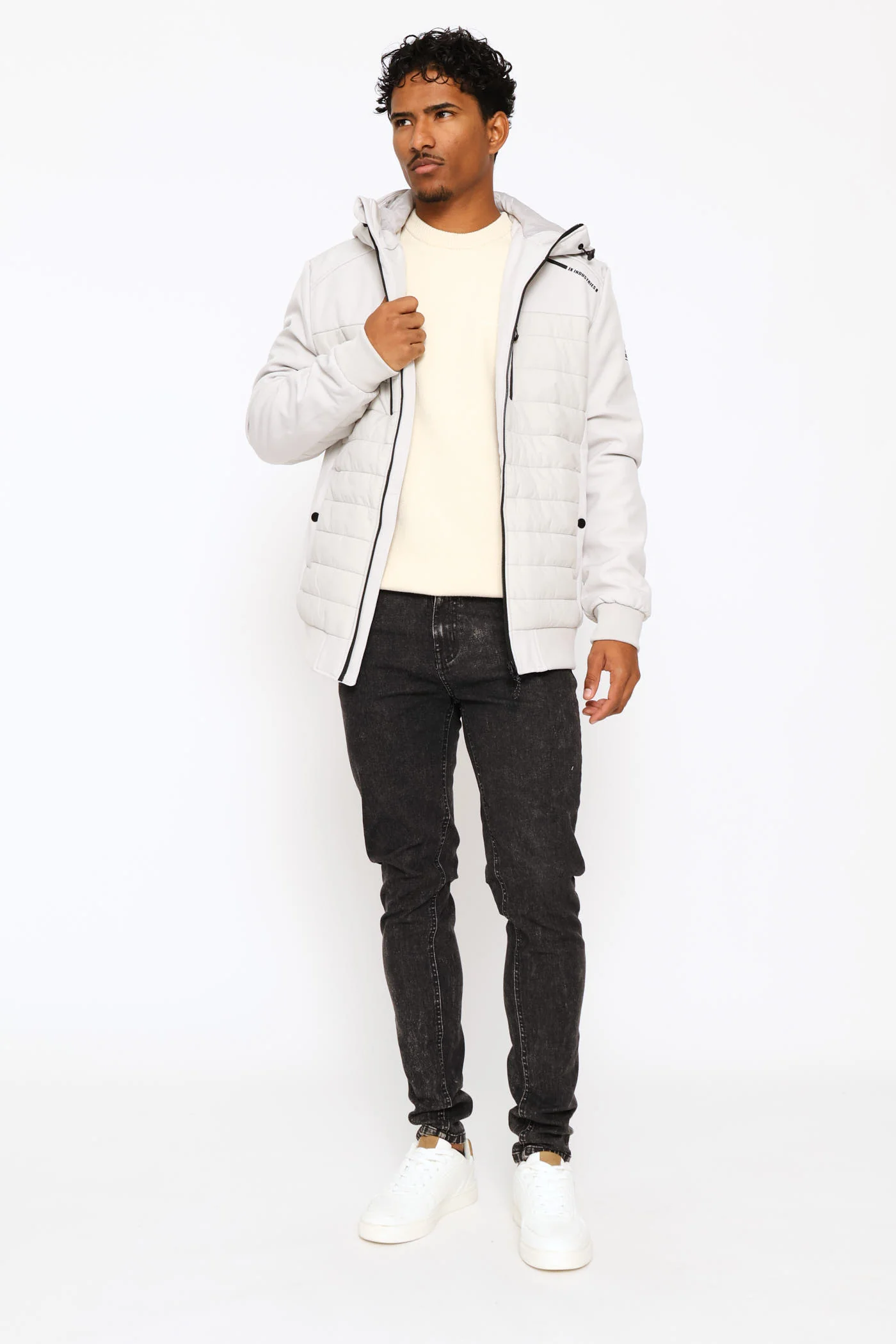 Hybrid Puffer Jacket - Light Grey - Image 5
