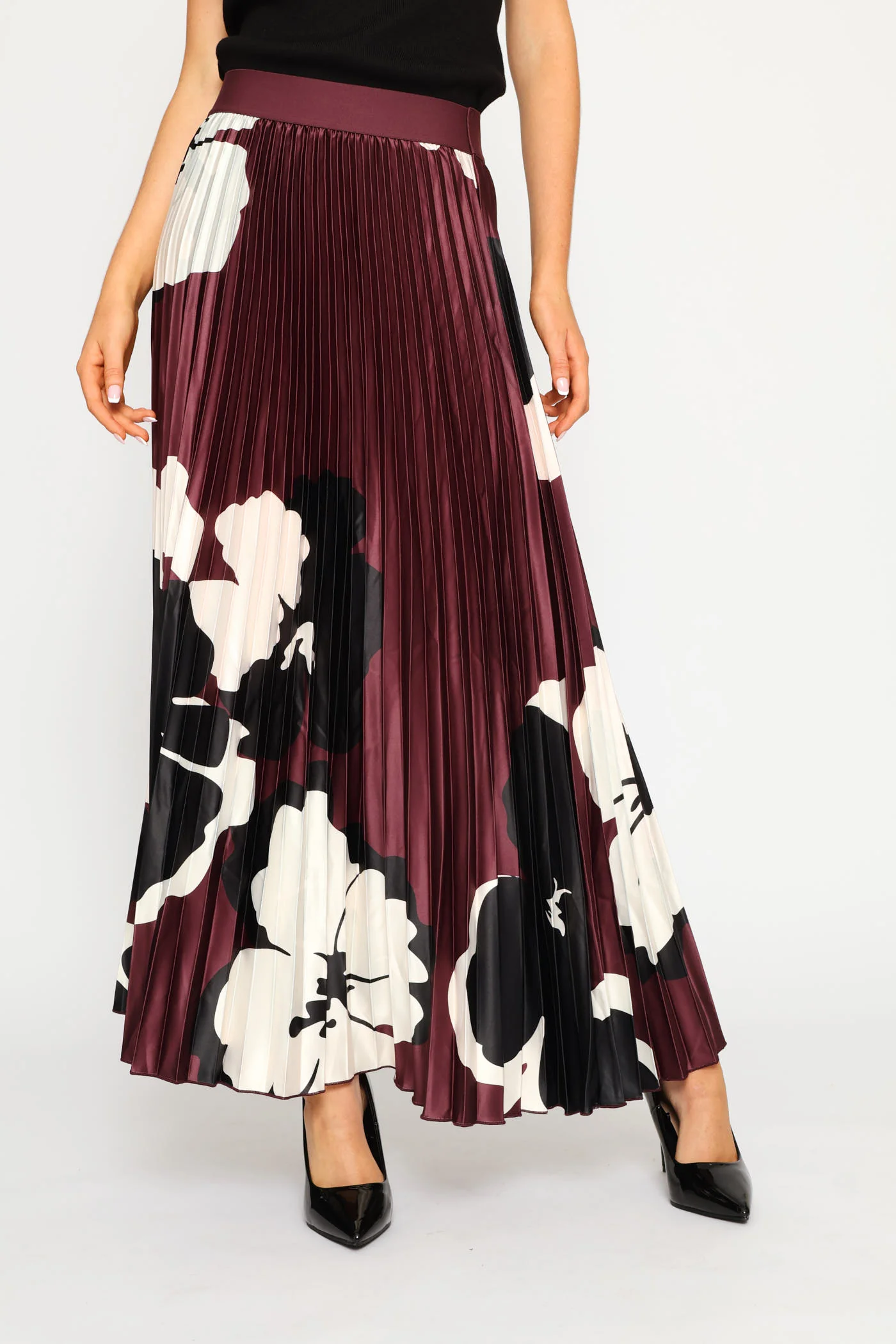 Hyper Floral Satin Maxi Skirt - Plum - Image 3